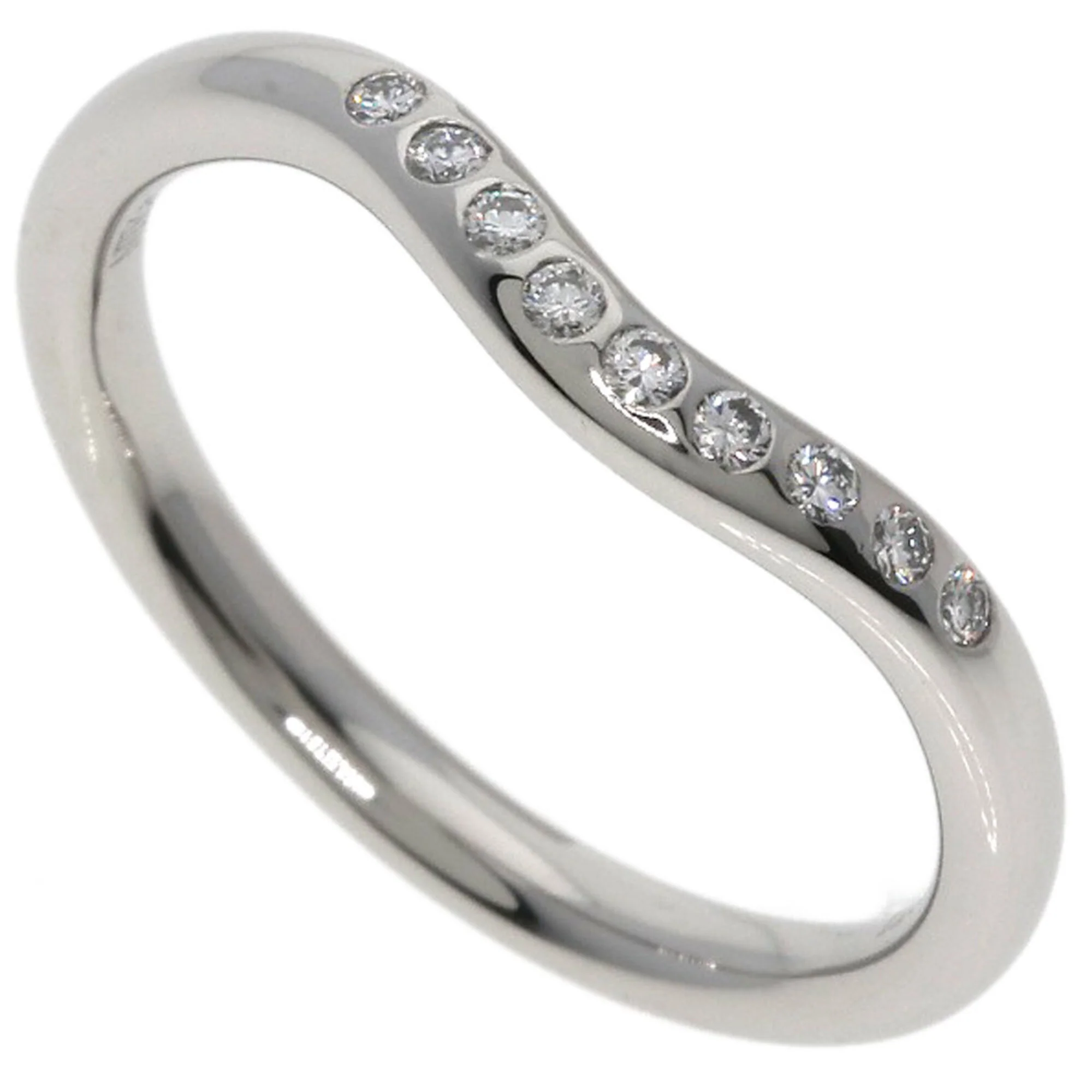 Curved Band Ring Platinum with Diamond