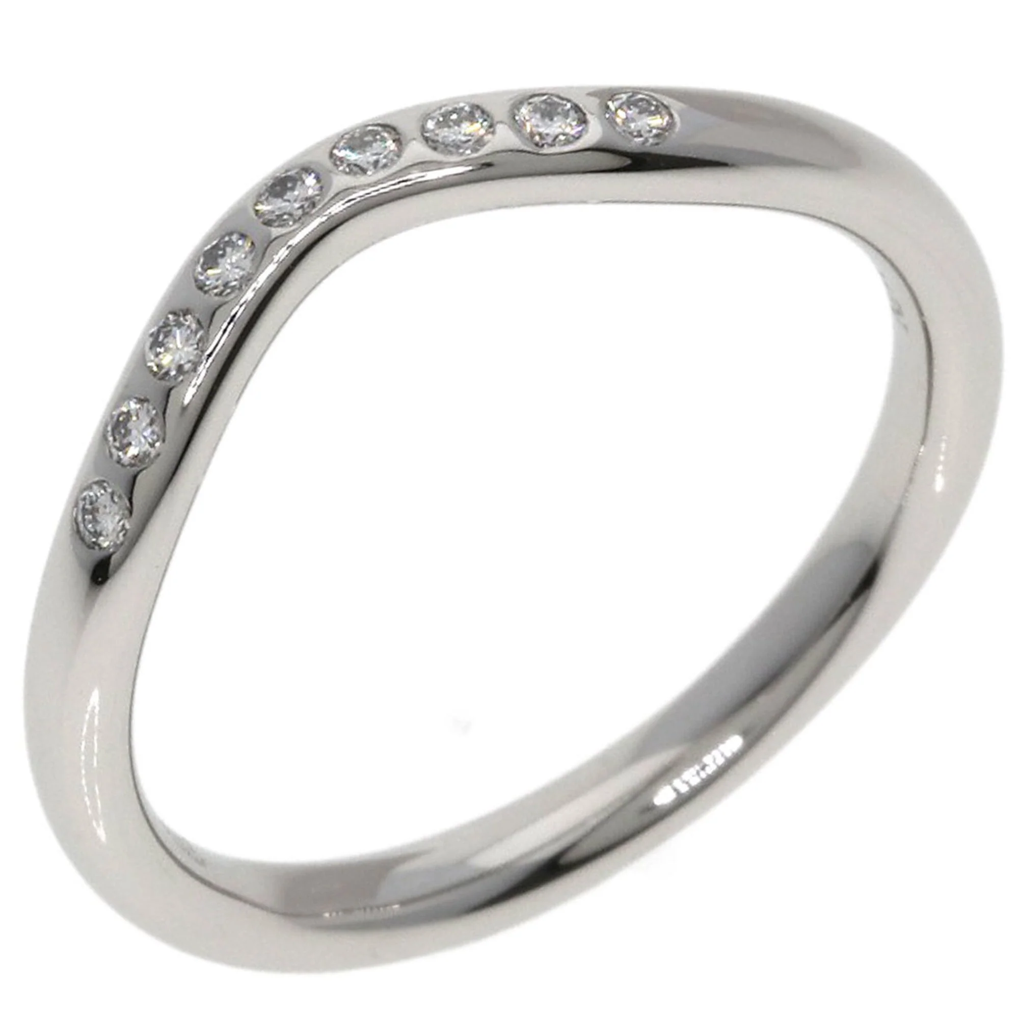 Curved Band Ring Platinum with Diamond - Image 2