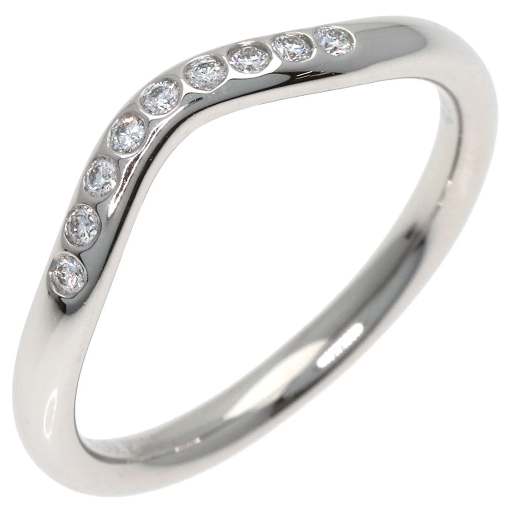 Curved Band Ring Platinum with Diamond - Image 2
