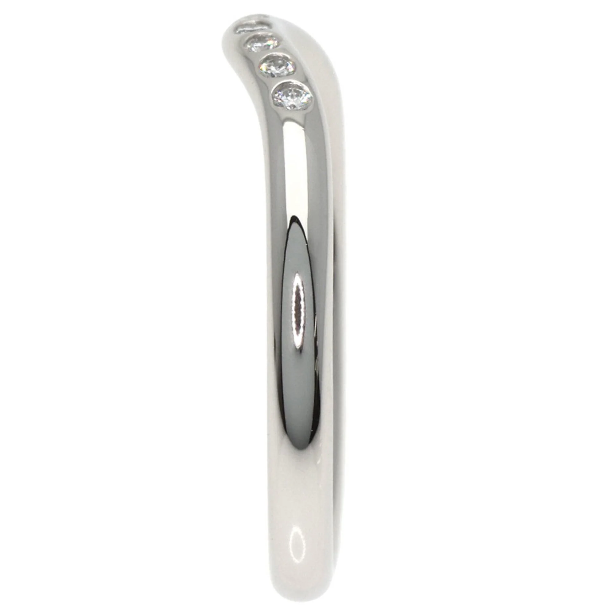 Curved Band Ring Platinum with Diamond - Image 3