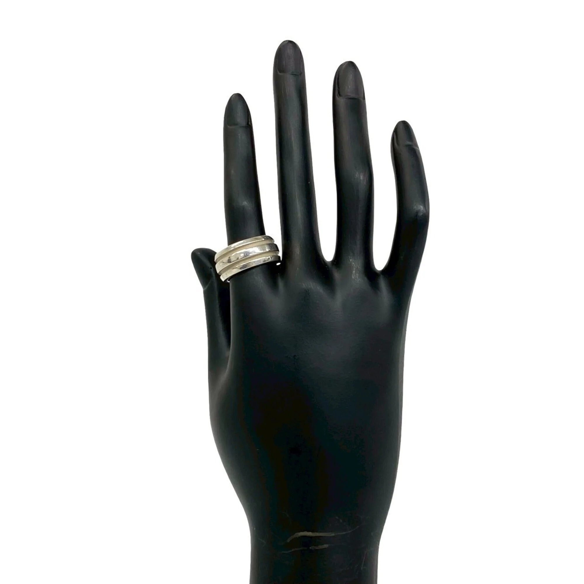 Grooved Double Line Ring Sterling Silver - Image 2