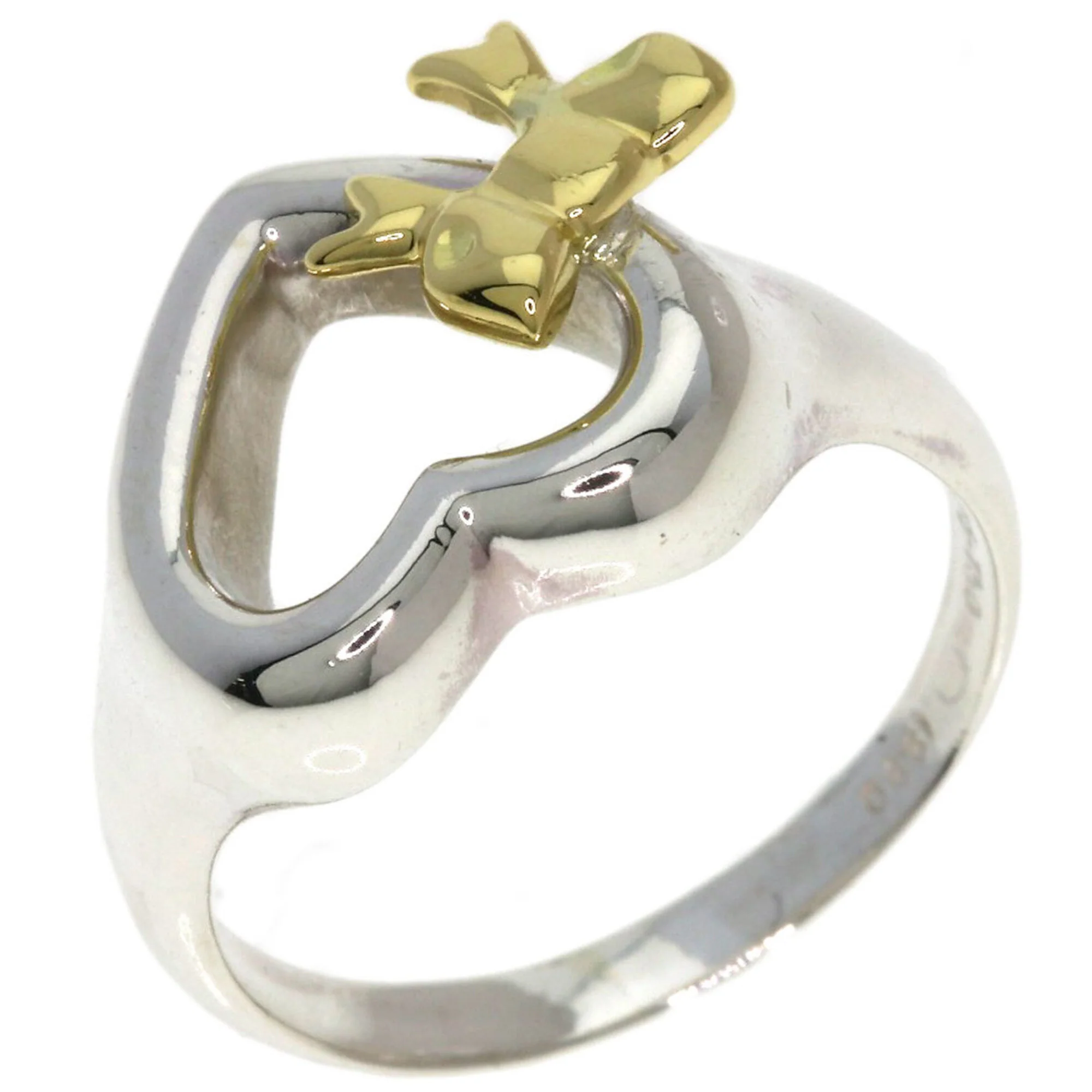 Heart Ribbon Ring Sterling Silver and 18K Yellow Gold - Image 2
