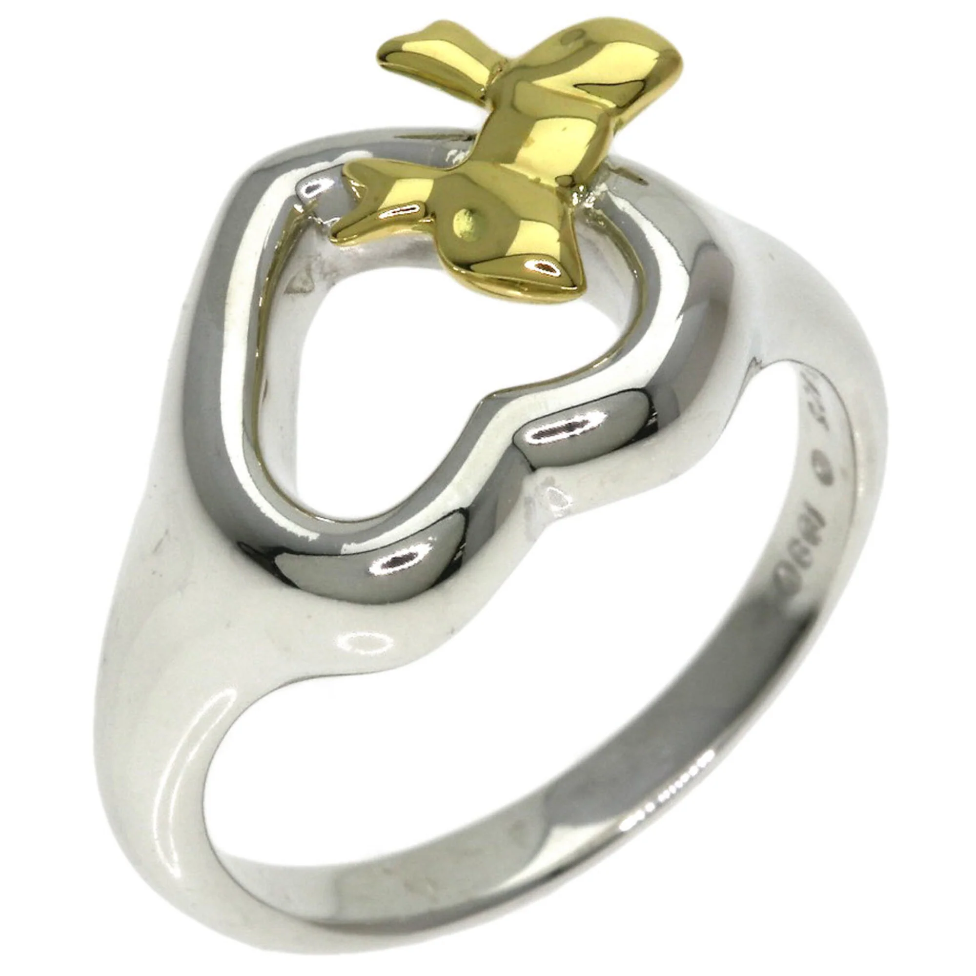 Heart Ribbon Ring Sterling Silver and 18K Yellow Gold - Image 2