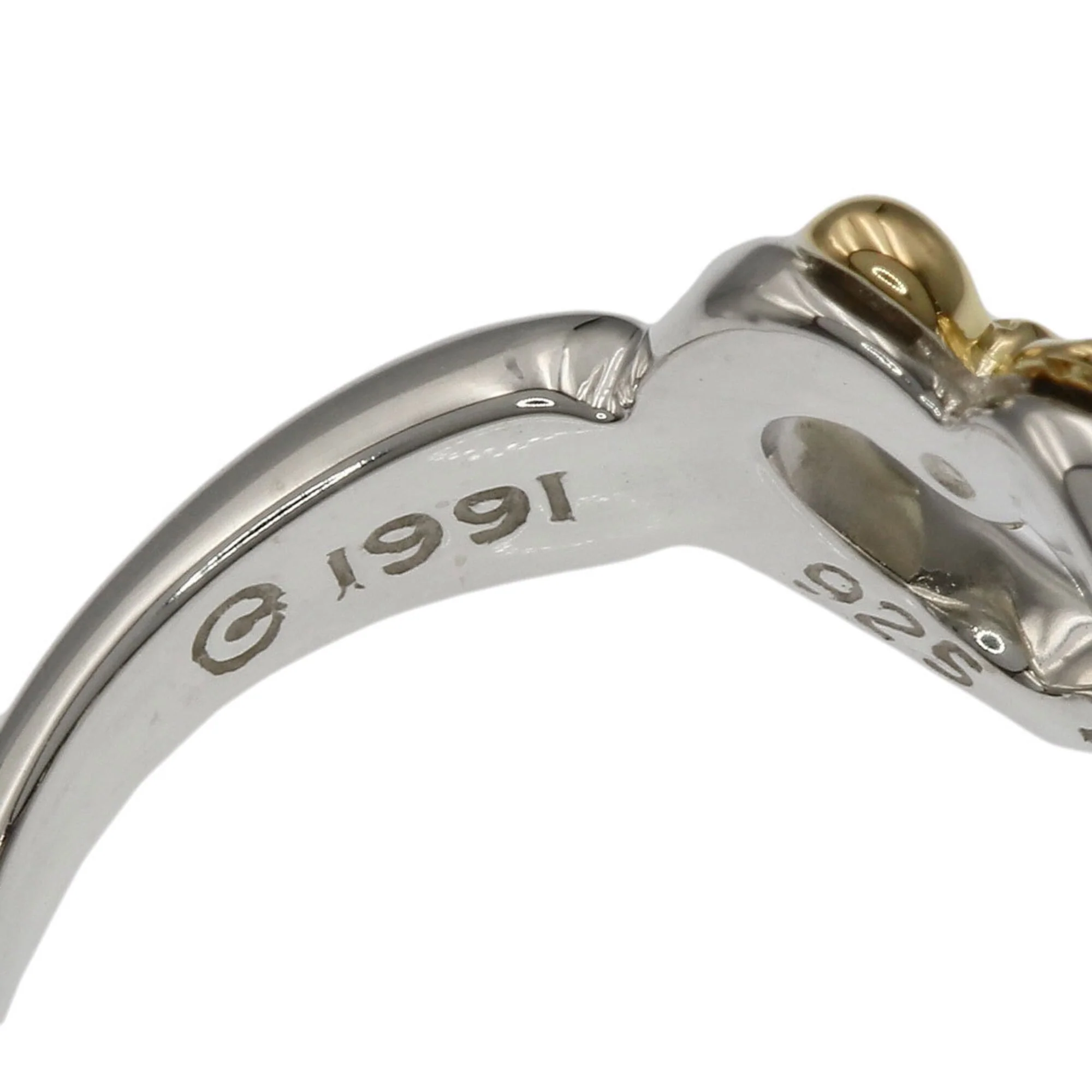 Heart With Bow Ring Silver and 18K Yellow Gold - Image 5