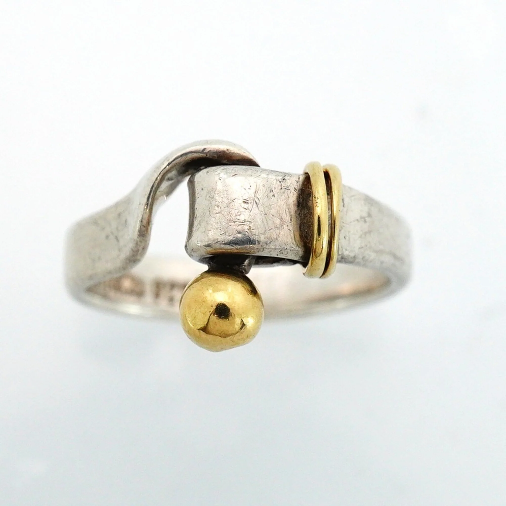 Hook Eye Ring Sterling Silver and 18K Yellow Gold - Image 2