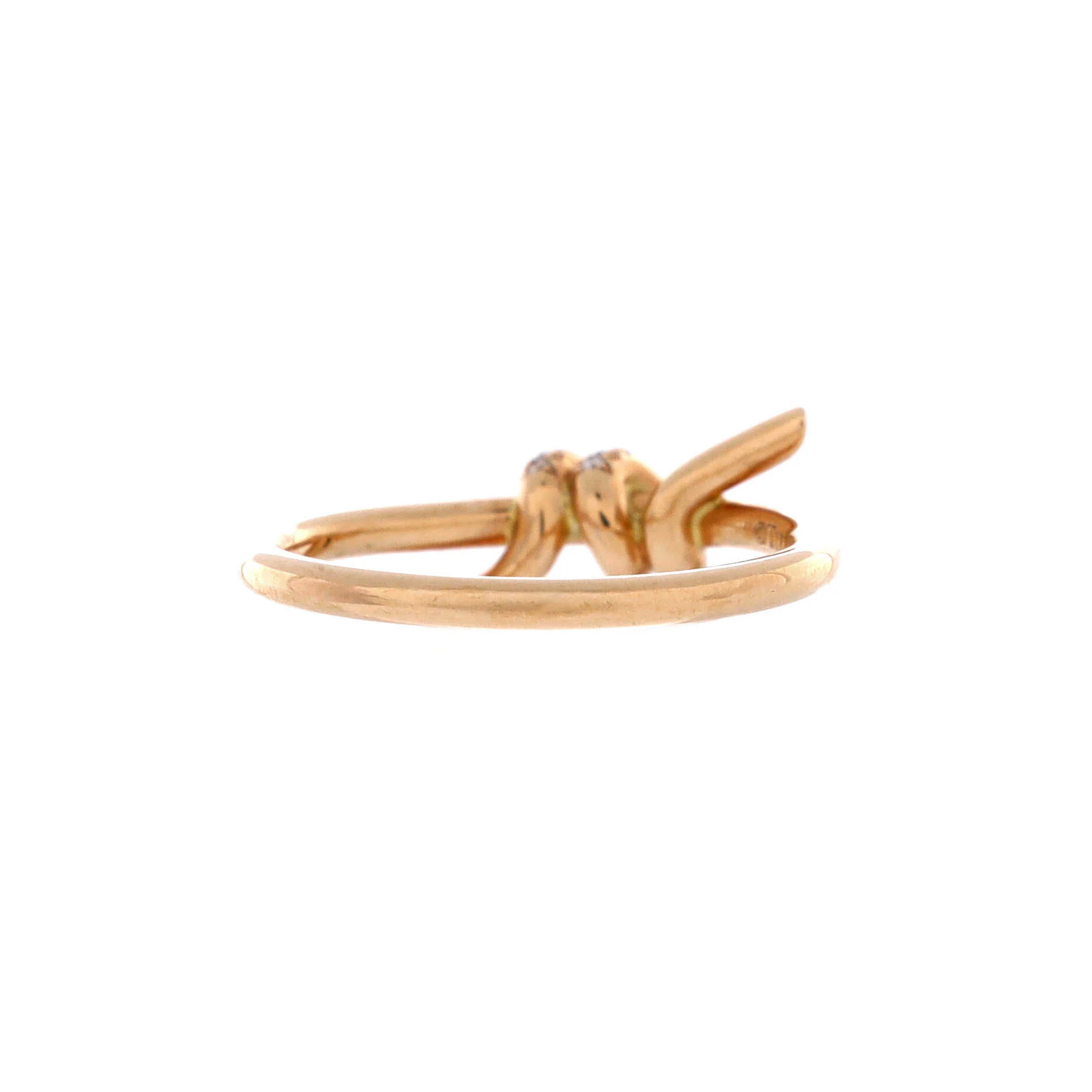 Knot Ring 18K Rose Gold with Diamonds - Image 3