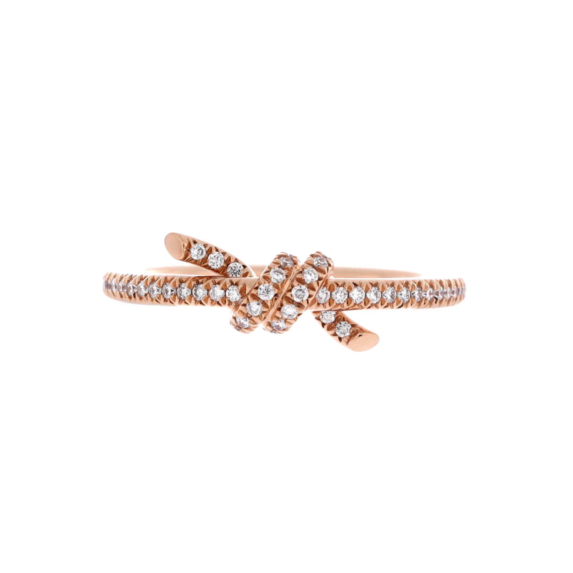 Knot Ring 18K Rose Gold with Pave Diamonds
