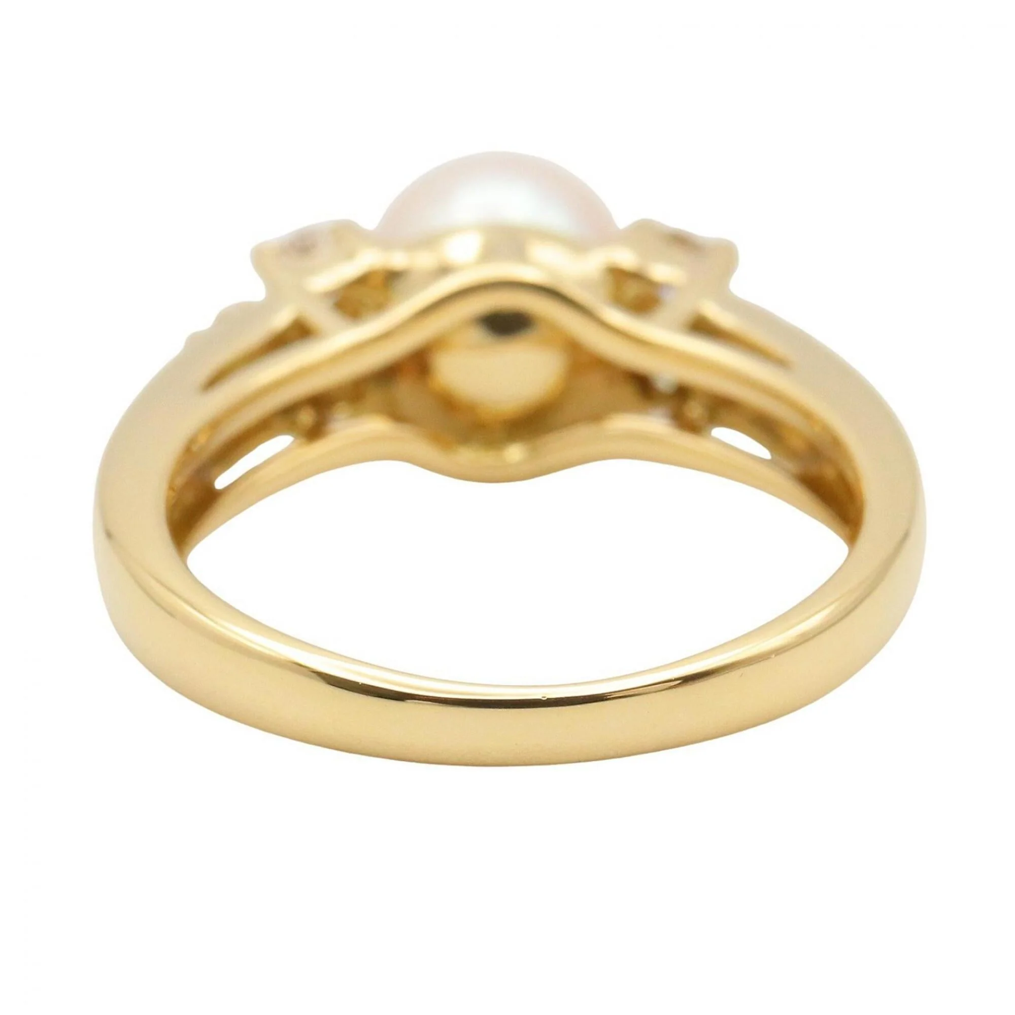 Ring 18K Yellow Gold with Diamond and Pearl - Image 3