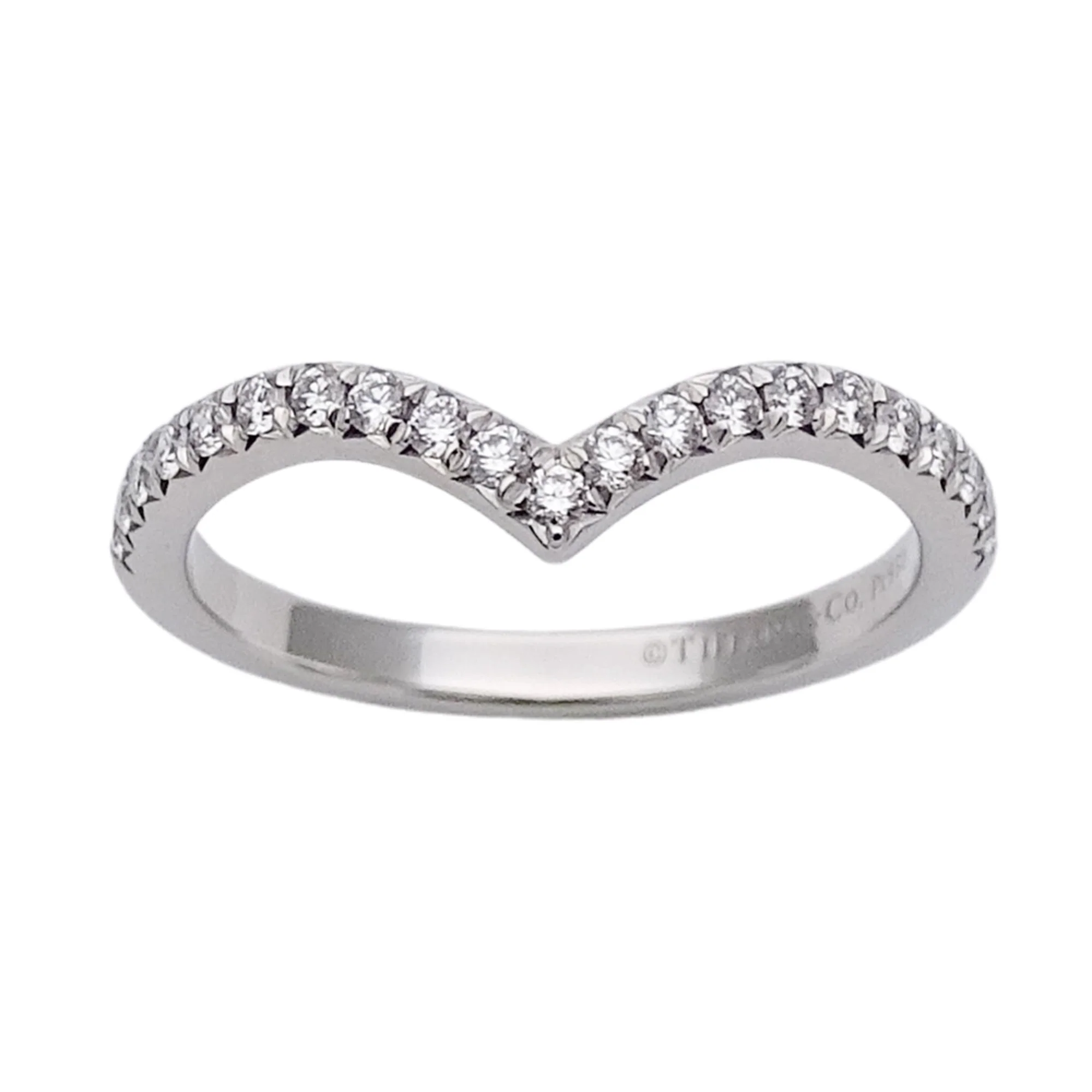 Soleste V Ring Platinum with Diamonds Half Eternity - Image 2