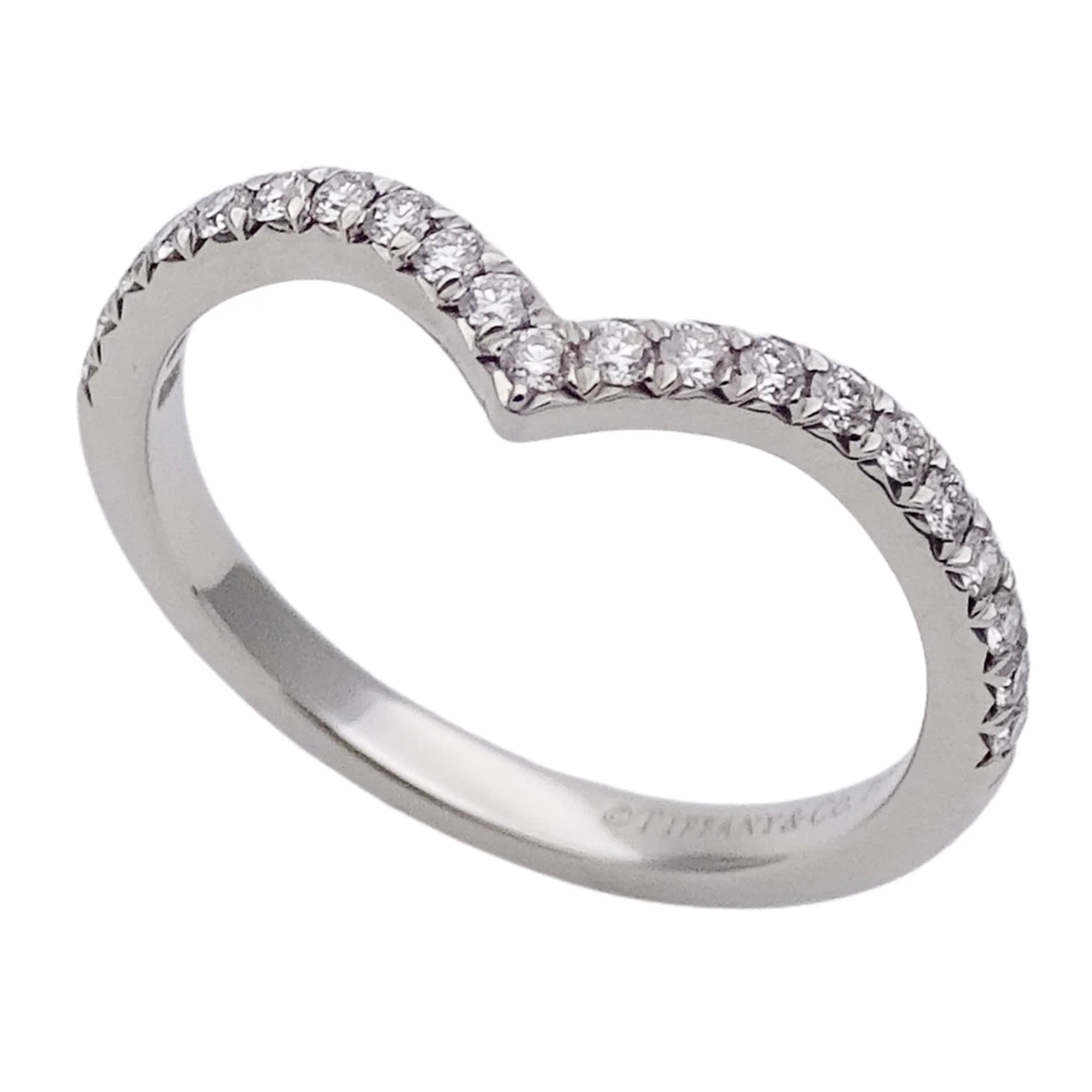 Soleste V Ring Platinum with Diamonds Half Eternity - Image 4