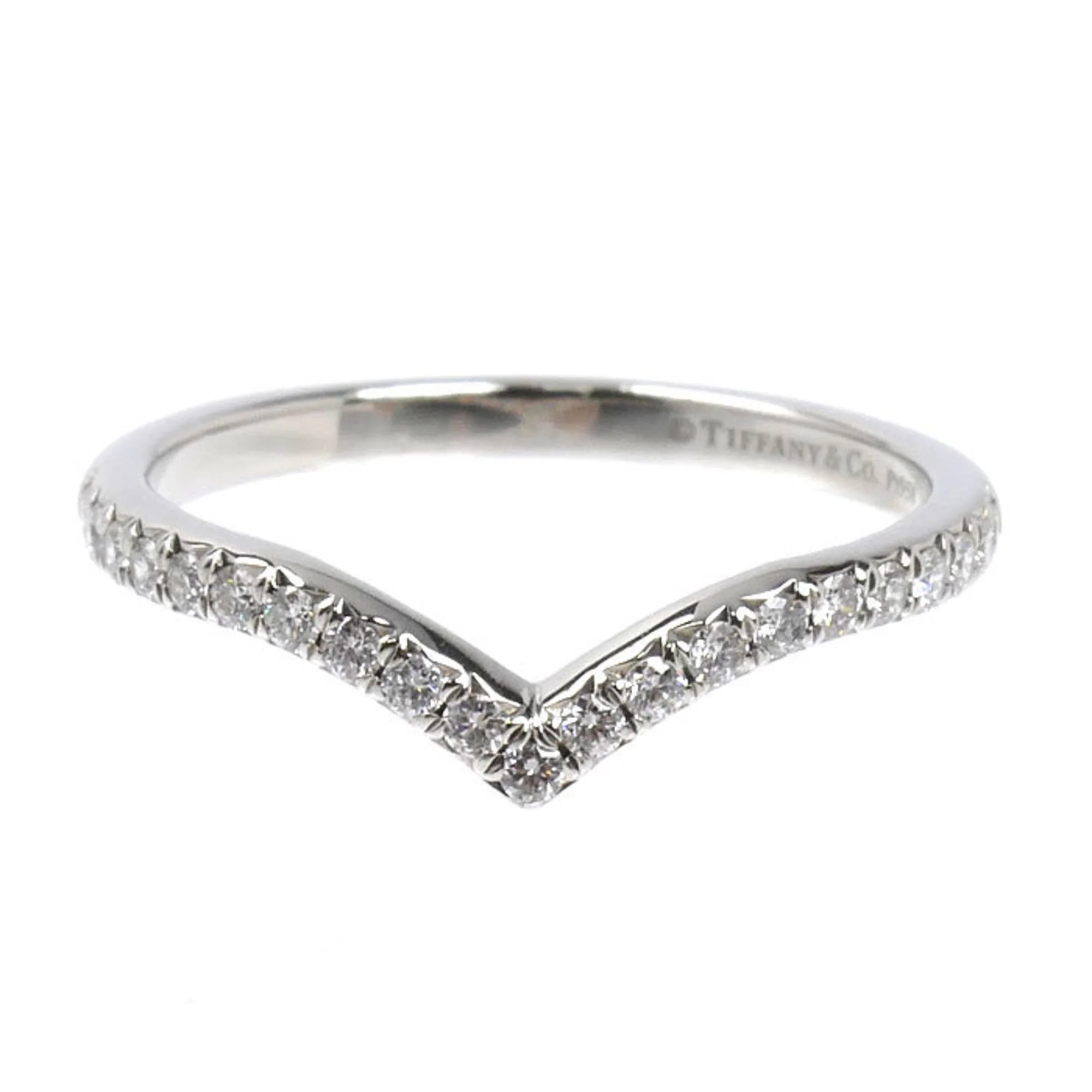Soleste V Ring Platinum with Diamonds Half Eternity - Image 3