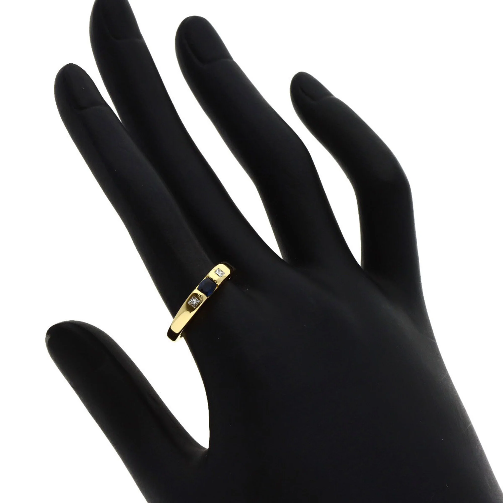 Stacking Ring 18K Yellow Gold with Sapphire and Diamond - Image 7