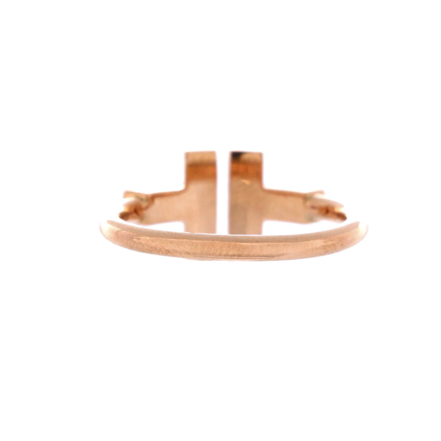 T Wire Ring 18K Rose Gold with Mother of Pearl and Diamonds - Image 4