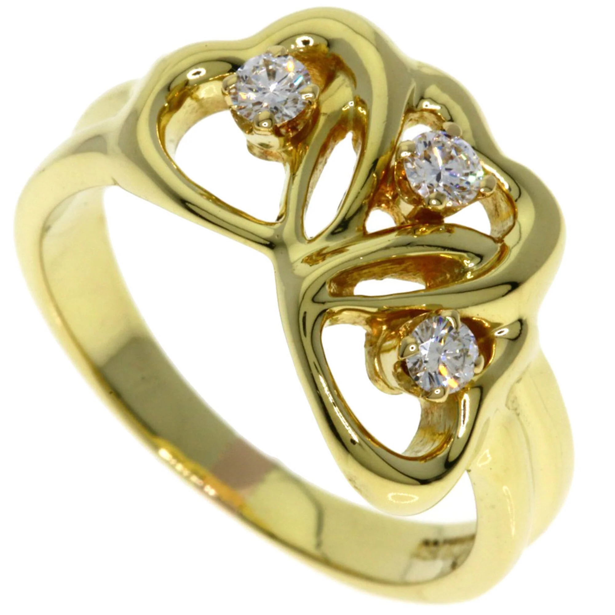 Triple Heart Ring 18K Yellow Gold with Diamond
