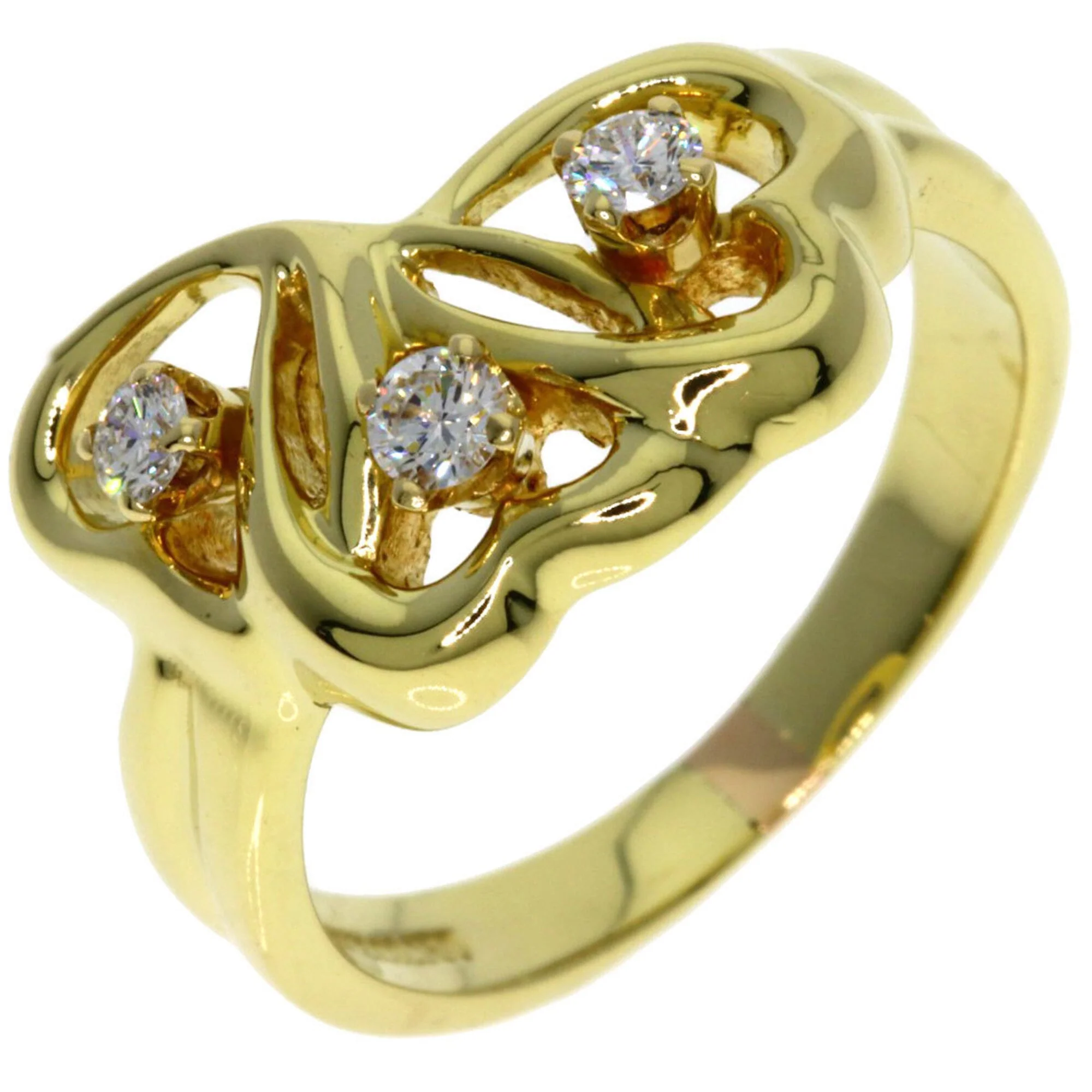 Triple Heart Ring 18K Yellow Gold with Diamond - Image 2