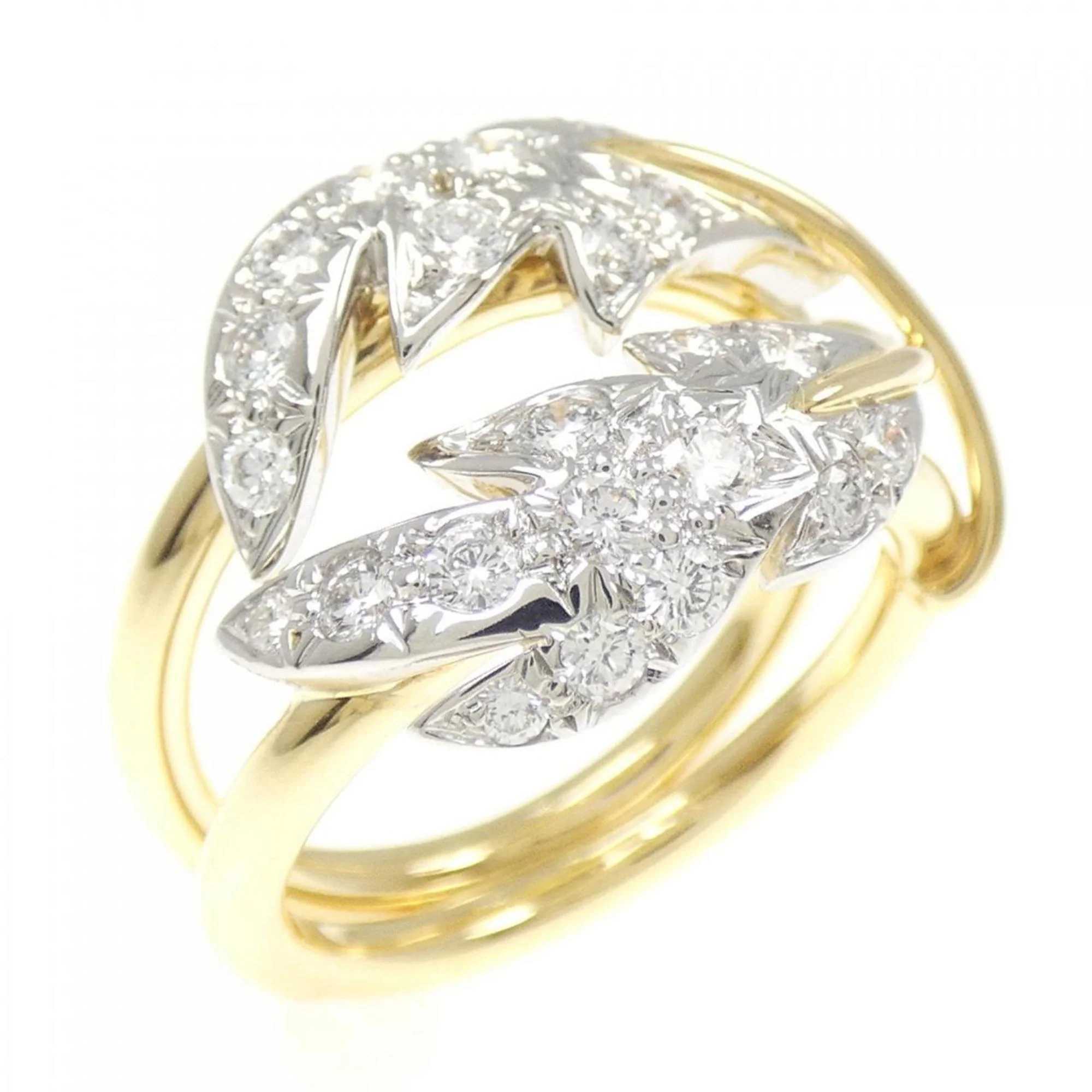 Two Leaves Ring 18K Yellow Gold with Diamond