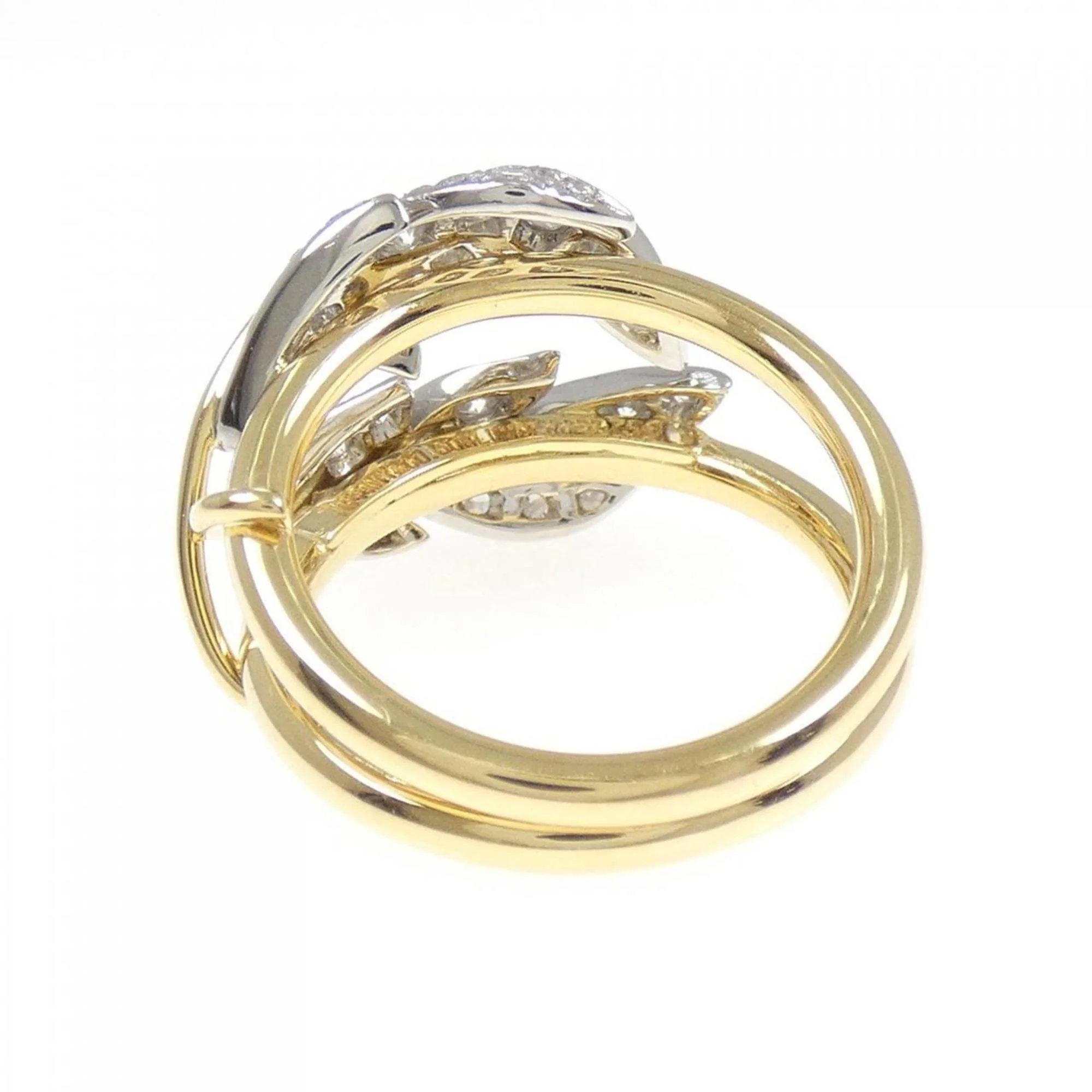 Two Leaves Ring 18K Yellow Gold with Diamond - Image 3