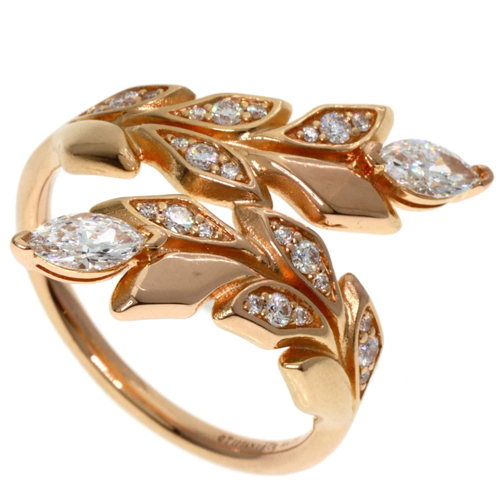 Victoria Vine Bypass Ring 18K Rose Gold with Diamond