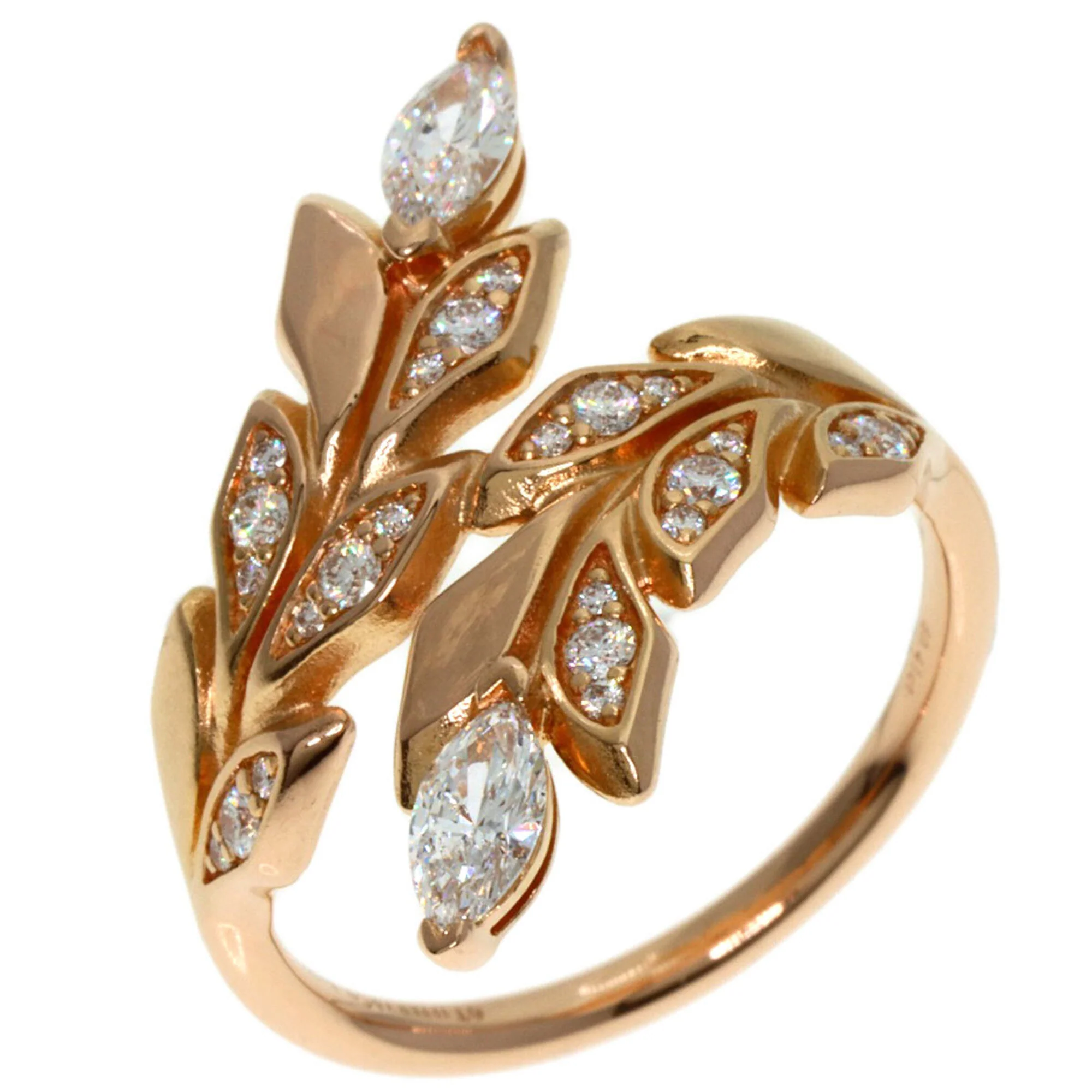 Victoria Vine Bypass Ring 18K Rose Gold with Diamond - Image 2