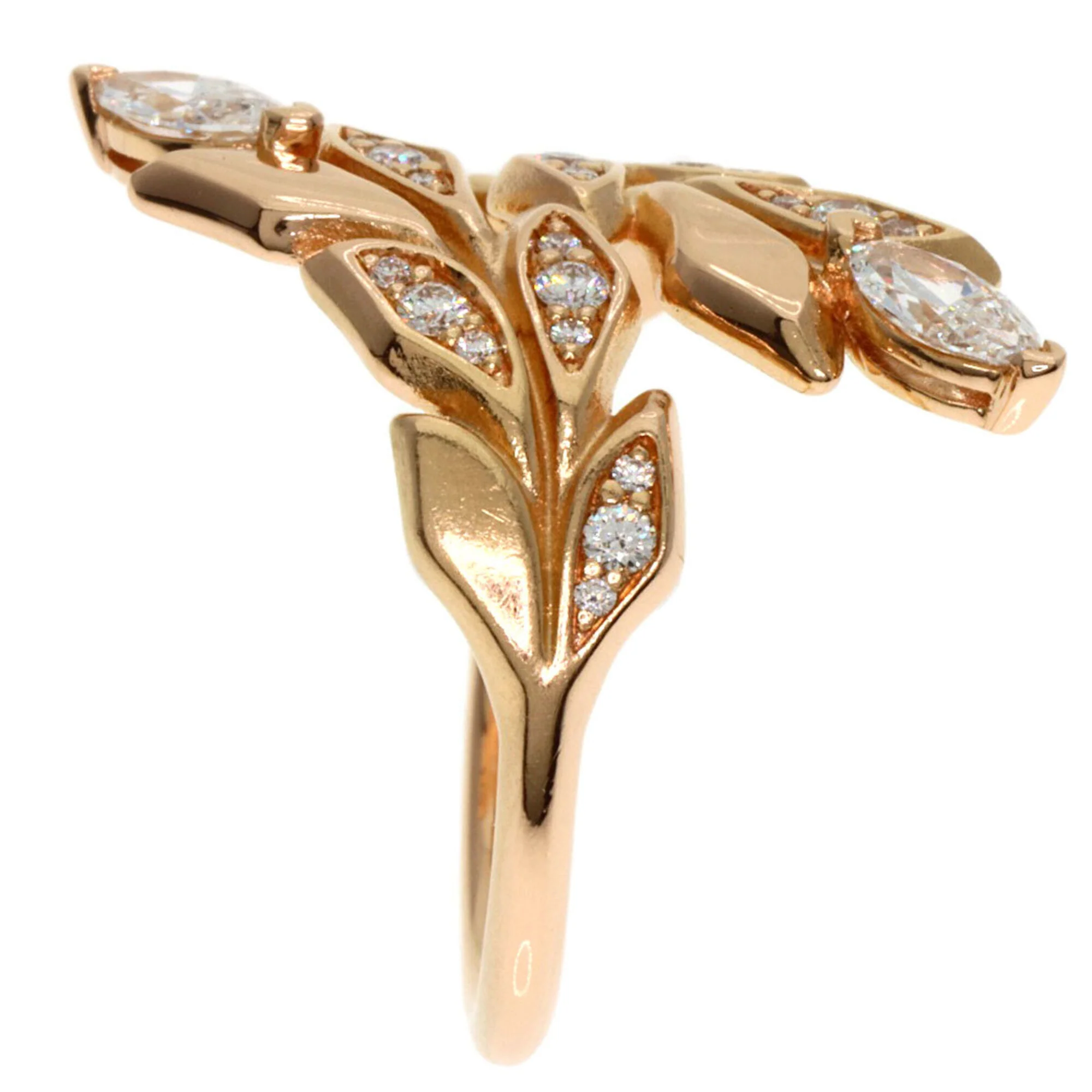 Victoria Vine Bypass Ring 18K Rose Gold with Diamond - Image 3