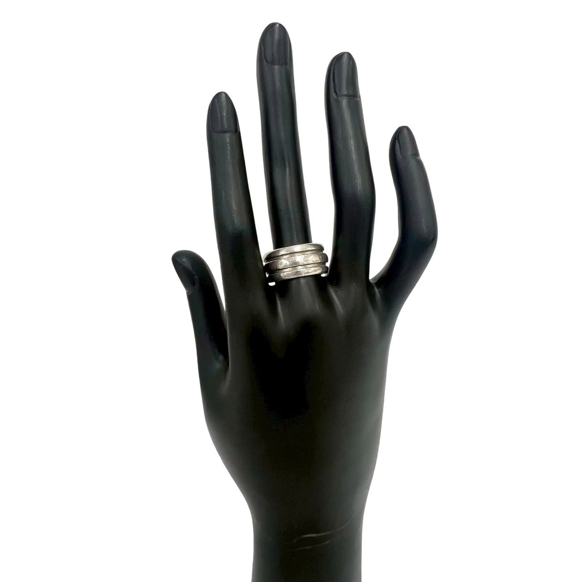 Vintage Grooved Double Line Ring Sterling Silver - Image 2
