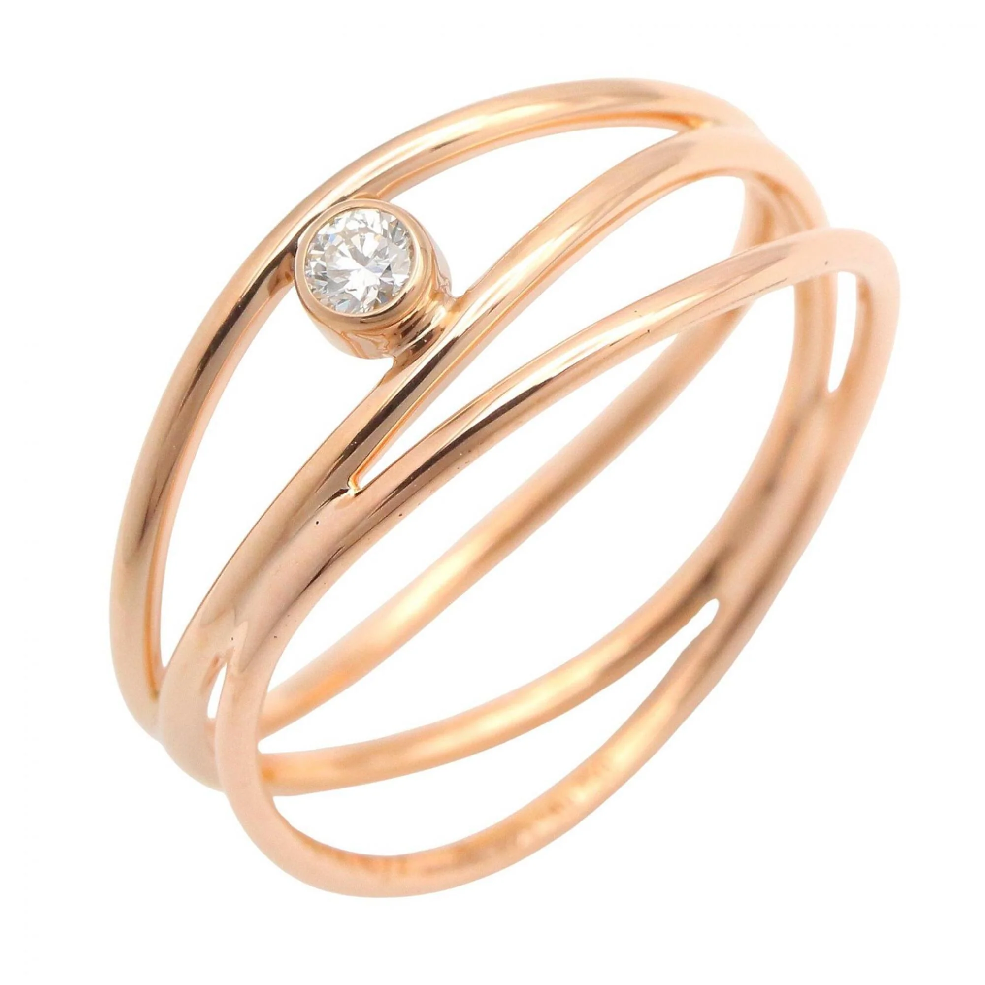 Wave Ring 18K Rose Gold With Diamond