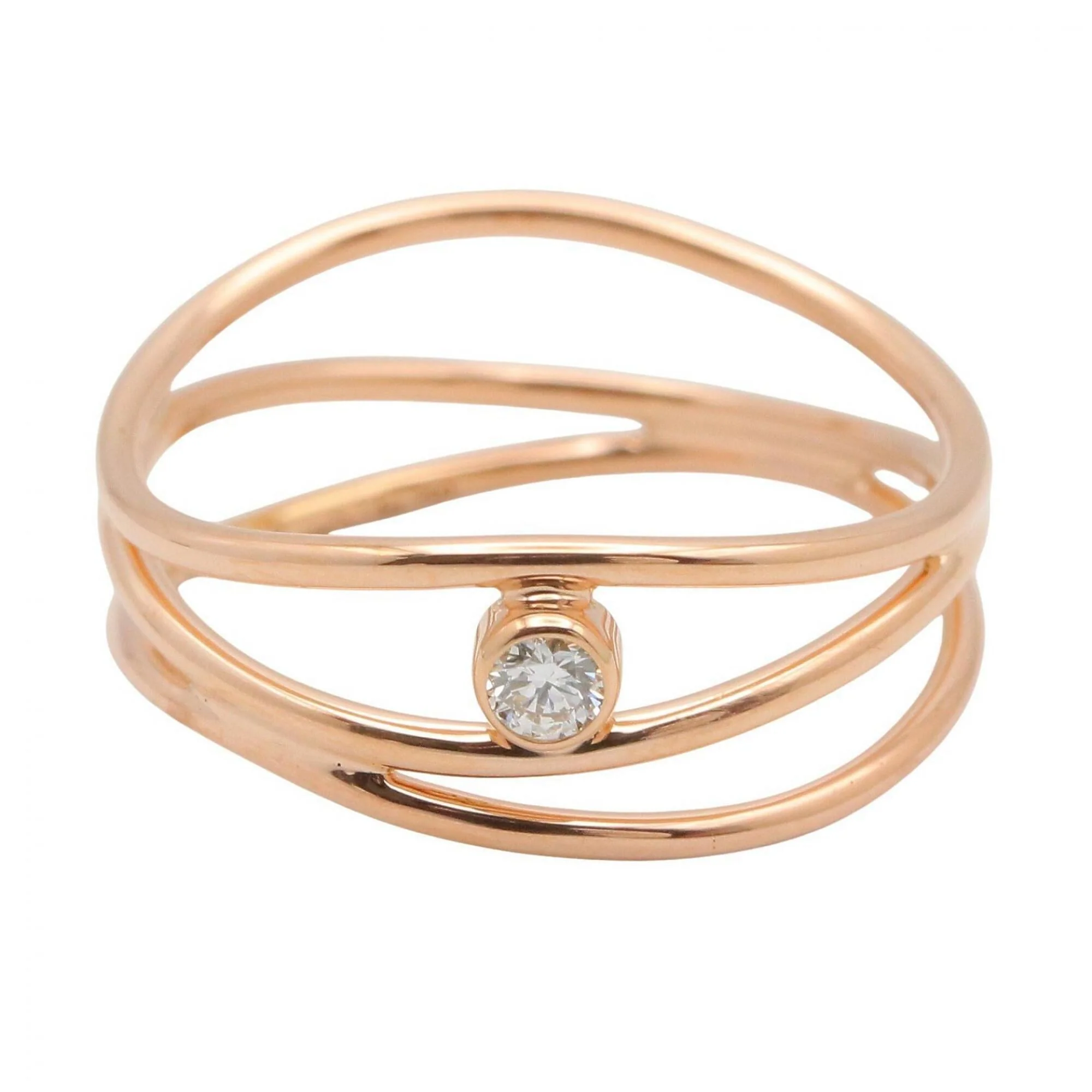 Wave Ring 18K Rose Gold With Diamond - Image 2