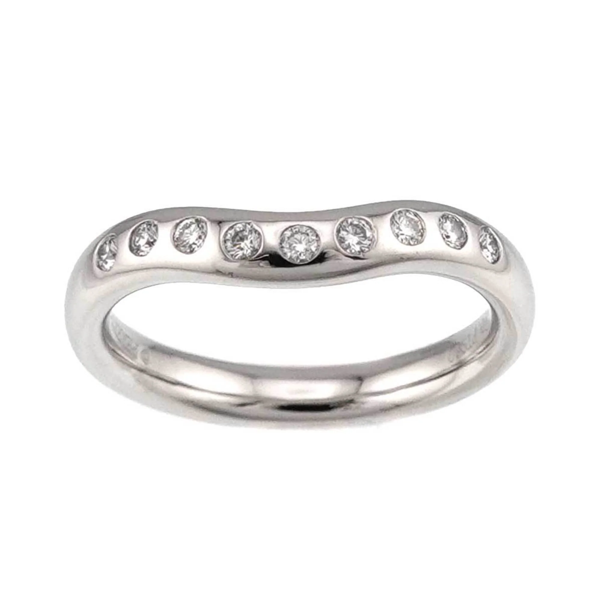 Wide Curved Band Ring Platinum with Diamonds - Image 2