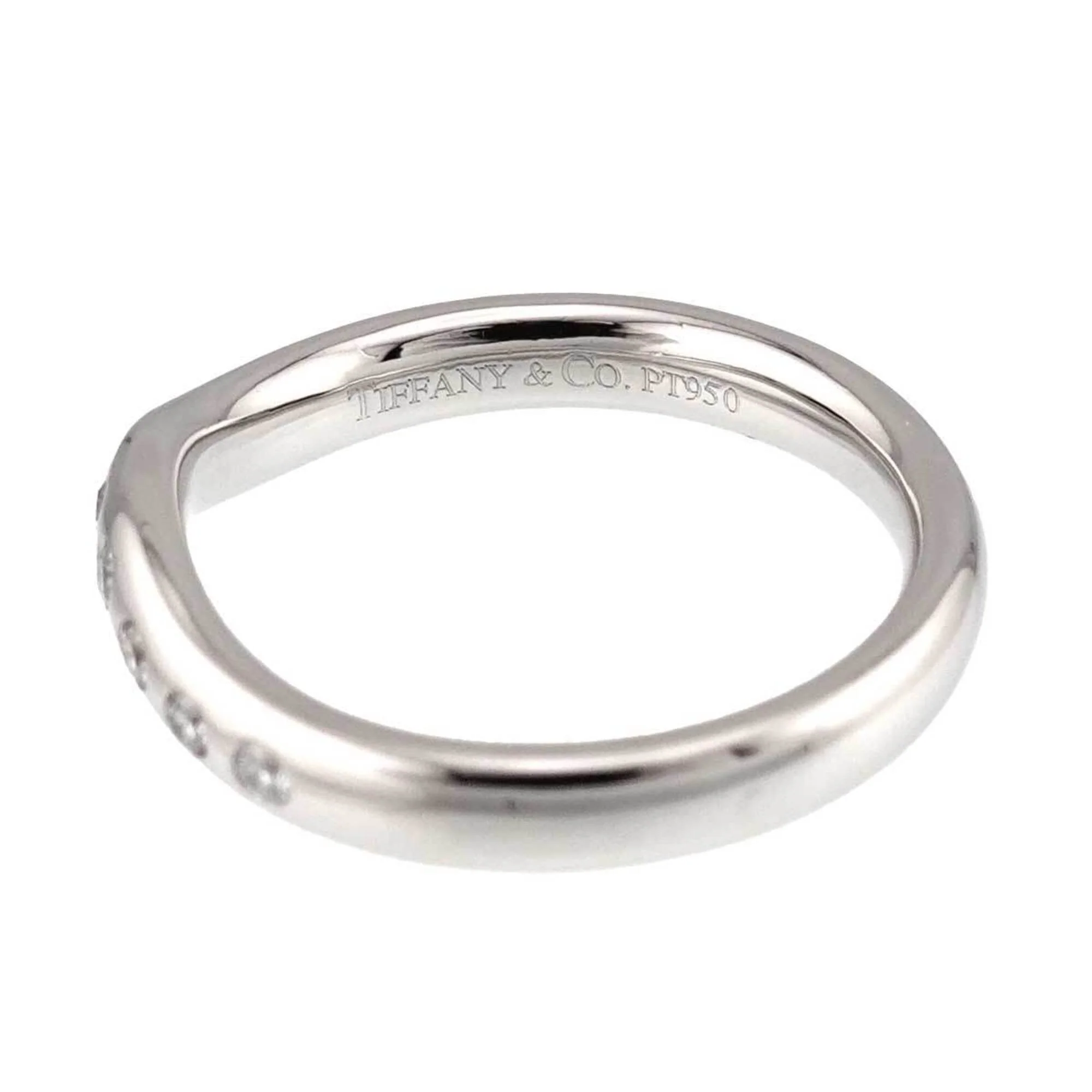 Wide Curved Band Ring Platinum with Diamonds - Image 3