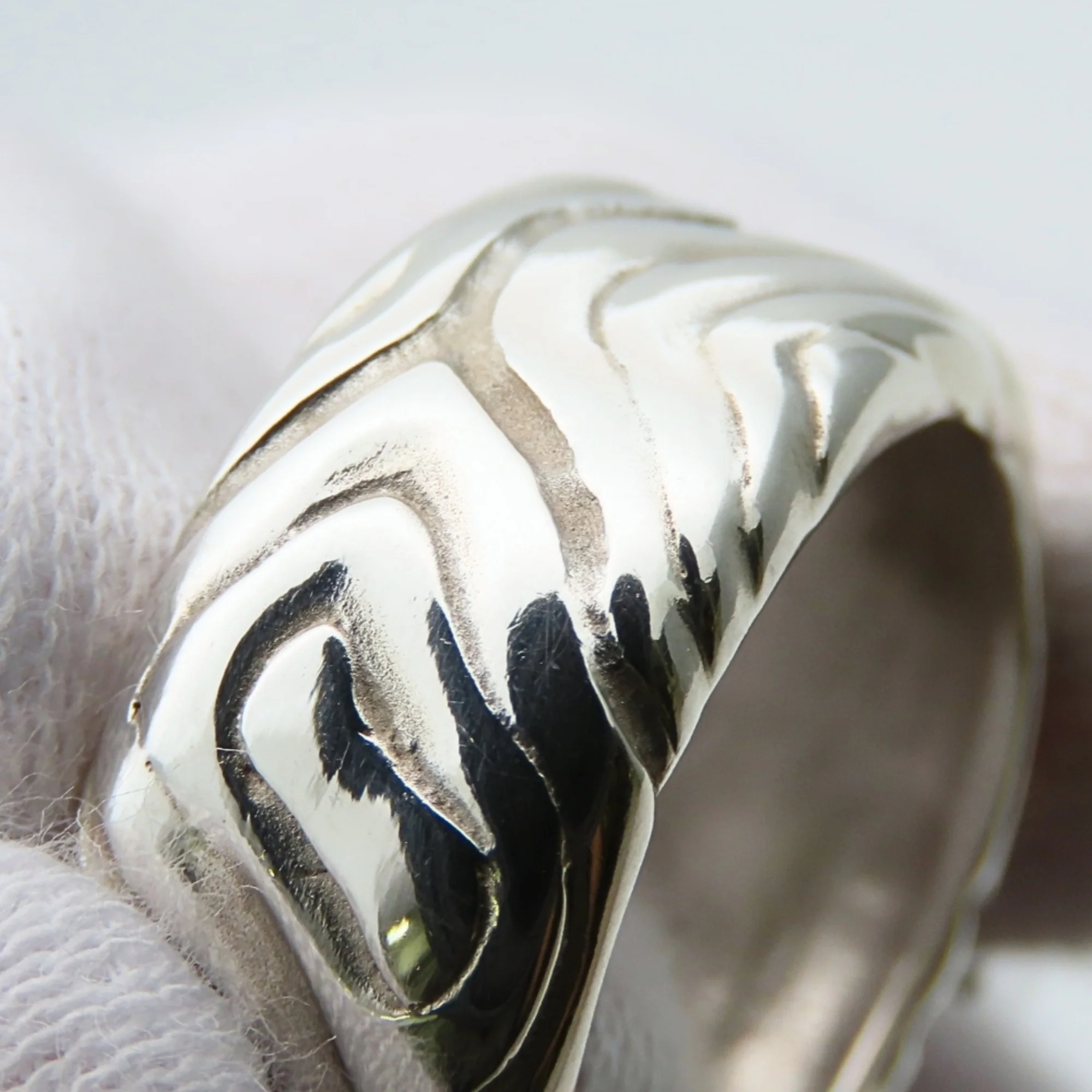 Wide Wood Ring Sterling Silver - Image 7