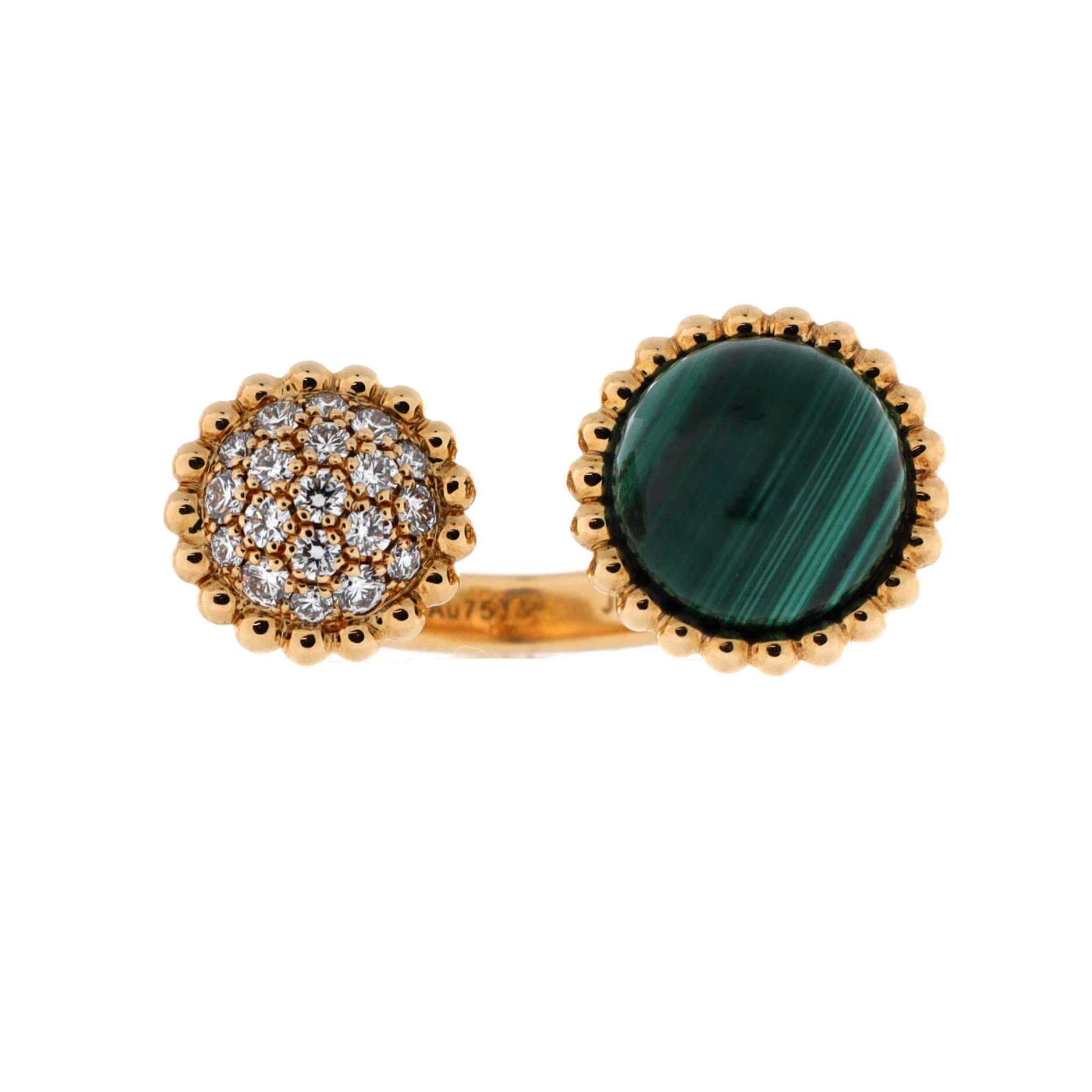 Perlee Couleurs Between the Finger Ring 18K Yellow Gold with Malachite and Diamonds