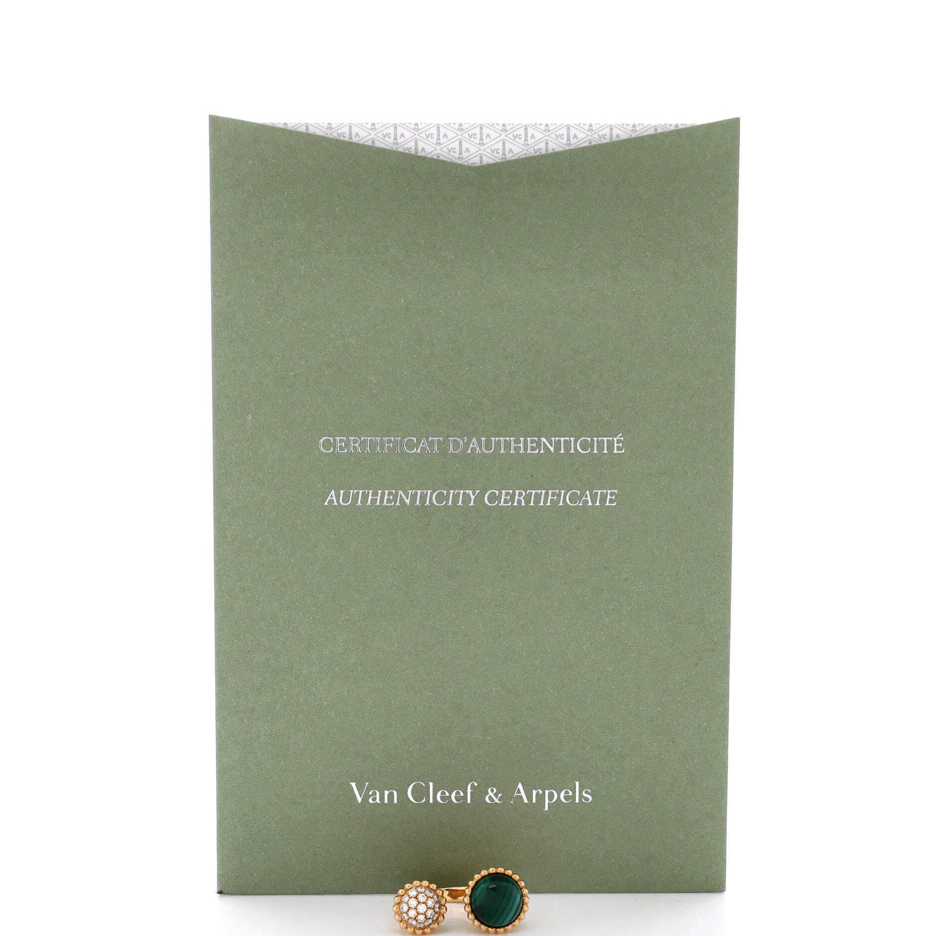 Perlee Couleurs Between the Finger Ring 18K Yellow Gold with Malachite and Diamonds - Image 2