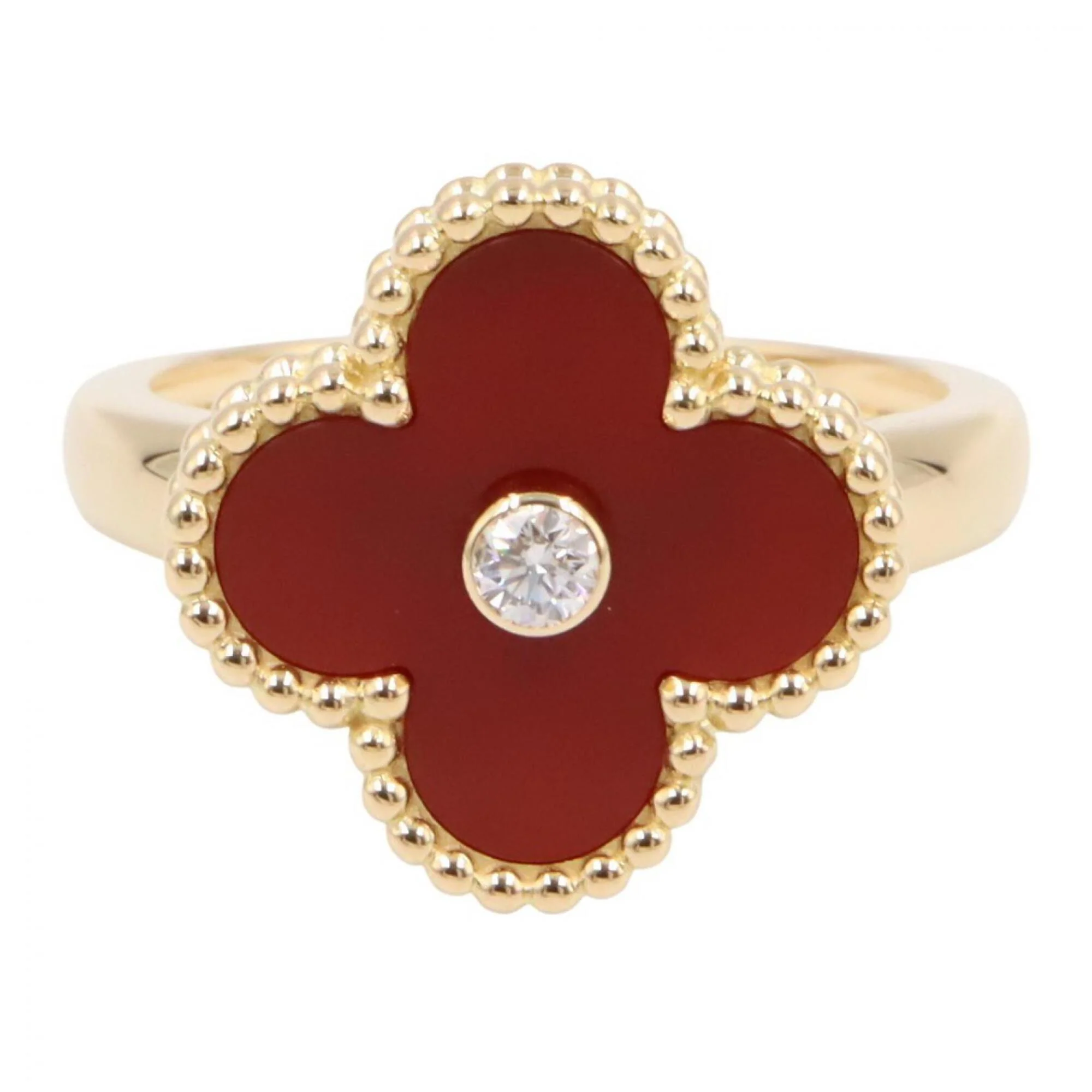 Vintage Alhambra Ring 18K Yellow Gold and Carnelian - Image 2