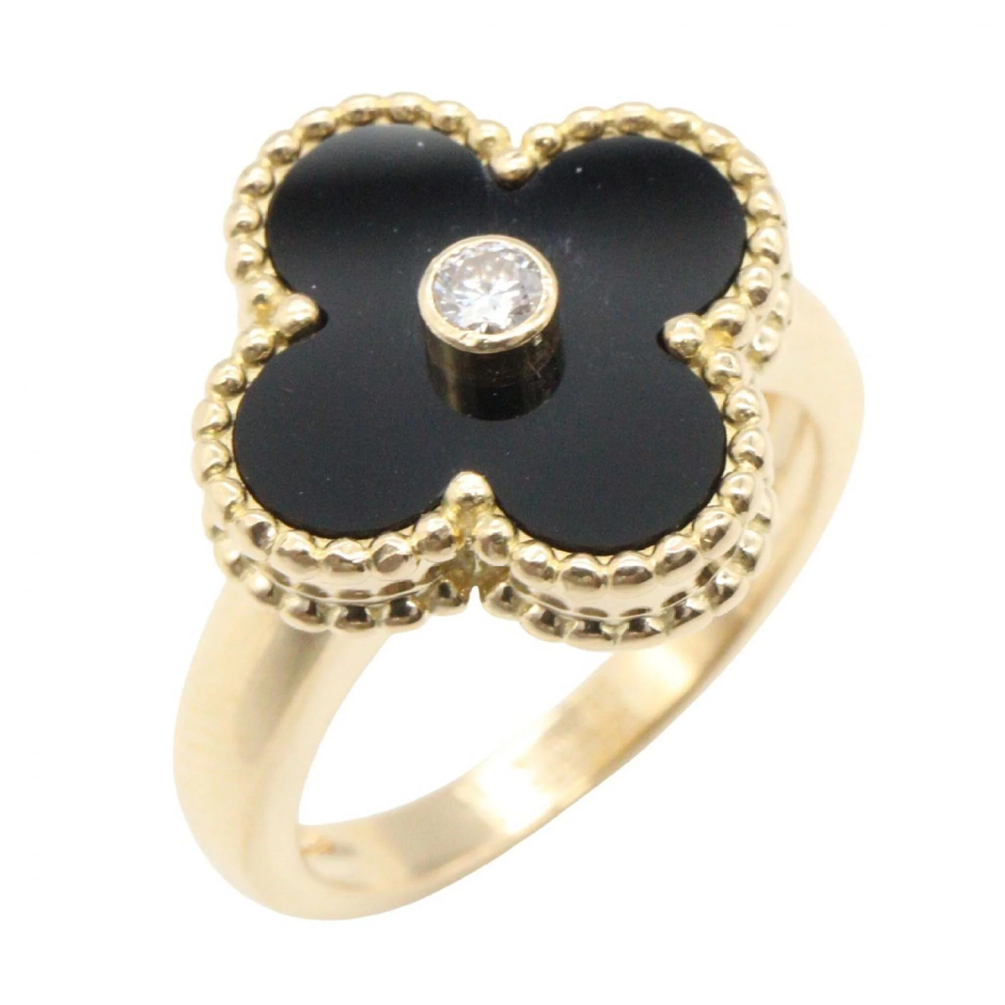 Vintage Alhambra Ring 18K Yellow Gold and Onyx