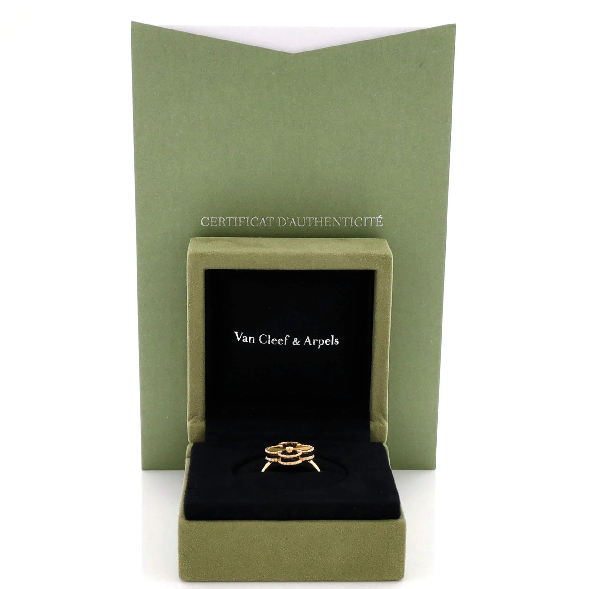 Vintage Alhambra Ring Guilloche 18K Yellow Gold - Image 2