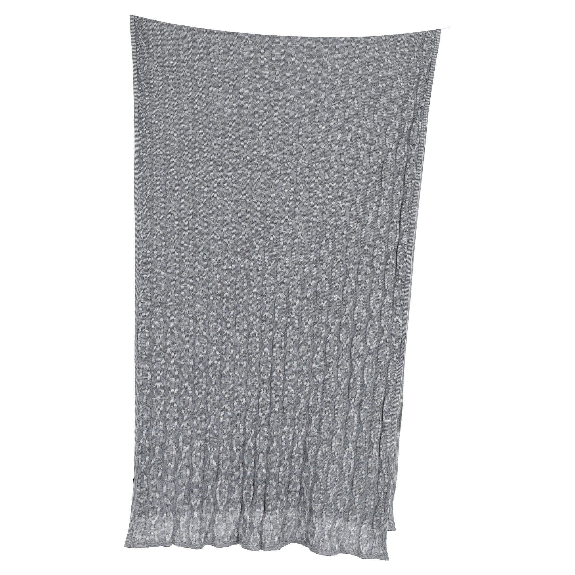 Hermes Chain-Motif Knit Muffler in Grey Cotton and Silk - Image 4