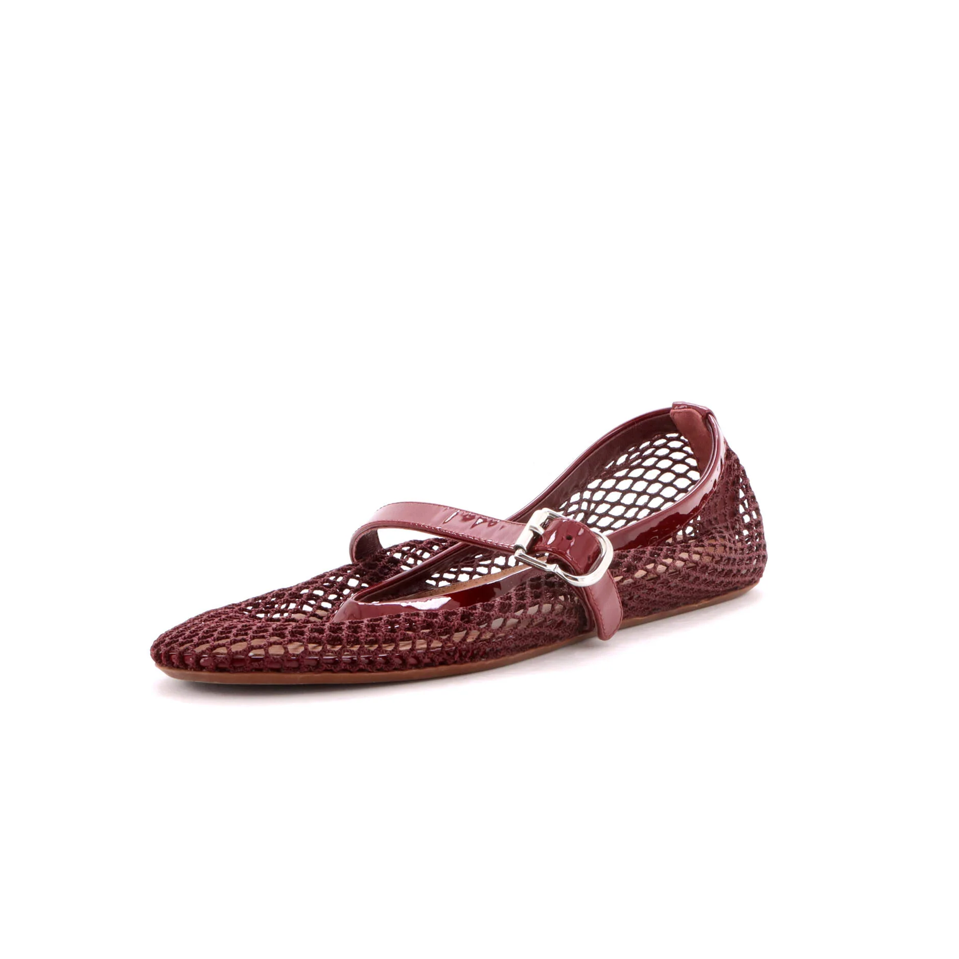 Women's Buckle Ballerina Flats Patent with Mesh