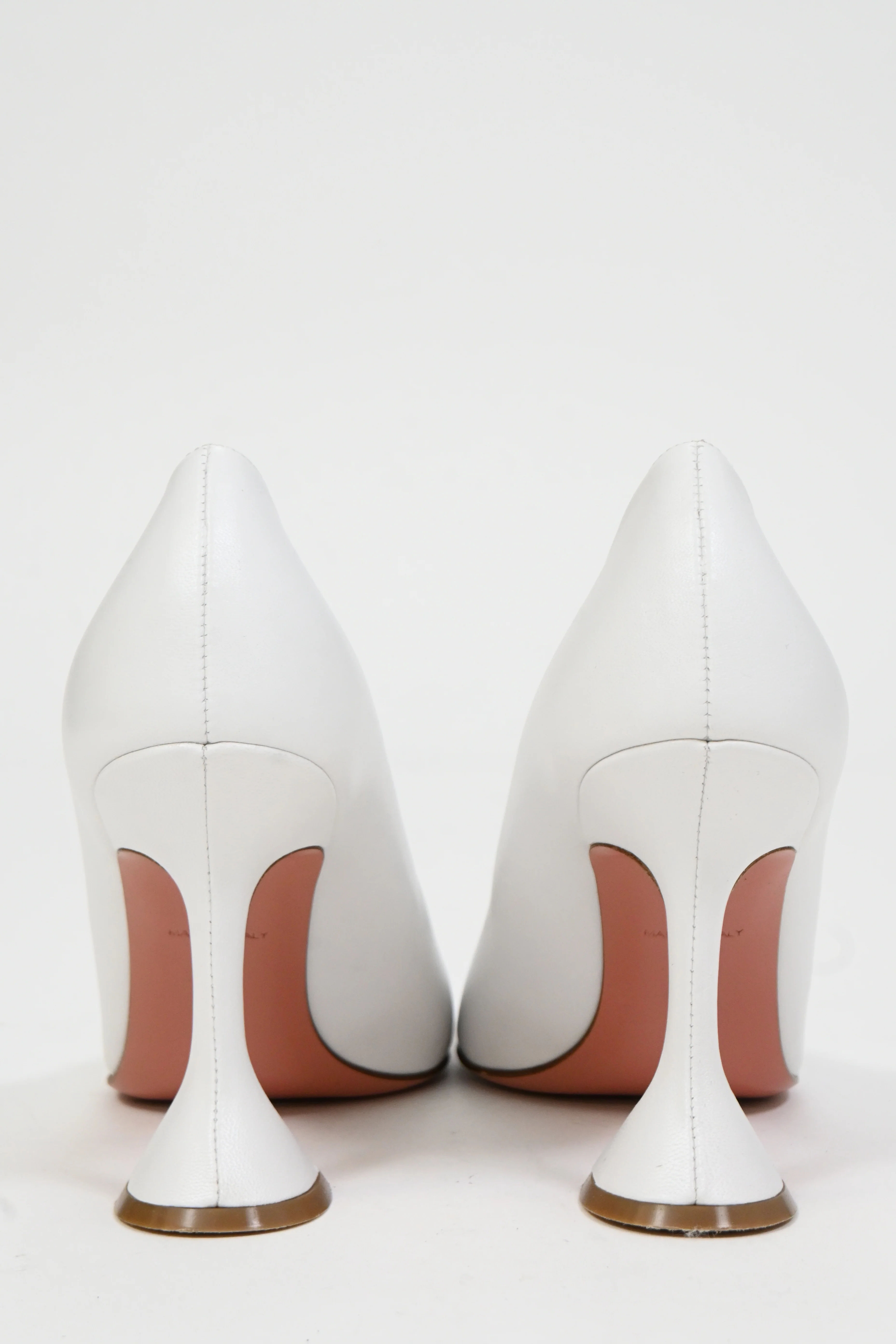 Women's Amina Muaddi Ami Pumps in White Leather - Image 10