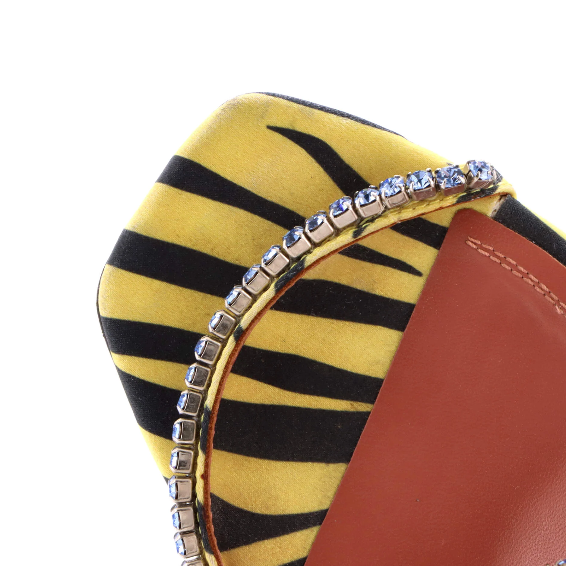 Women's Gilda Heeled Sandals Printed Satin with Crystals 95 - Image 5