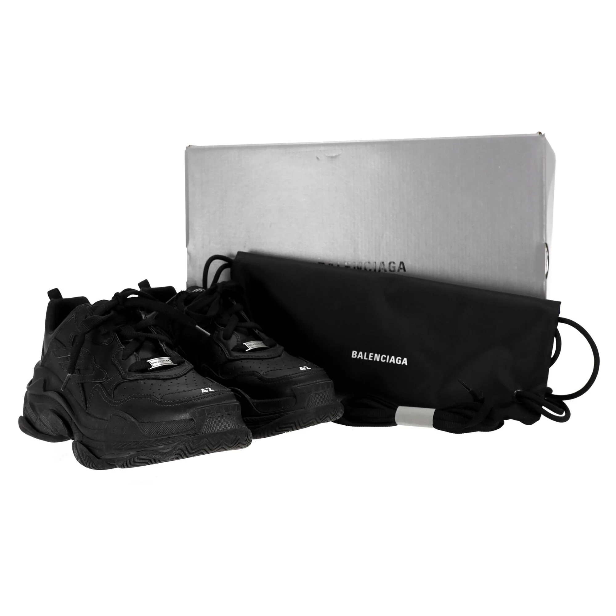Men's Balenciaga Triple S Sporty Sneakers in Black Polyurethane - Image 10