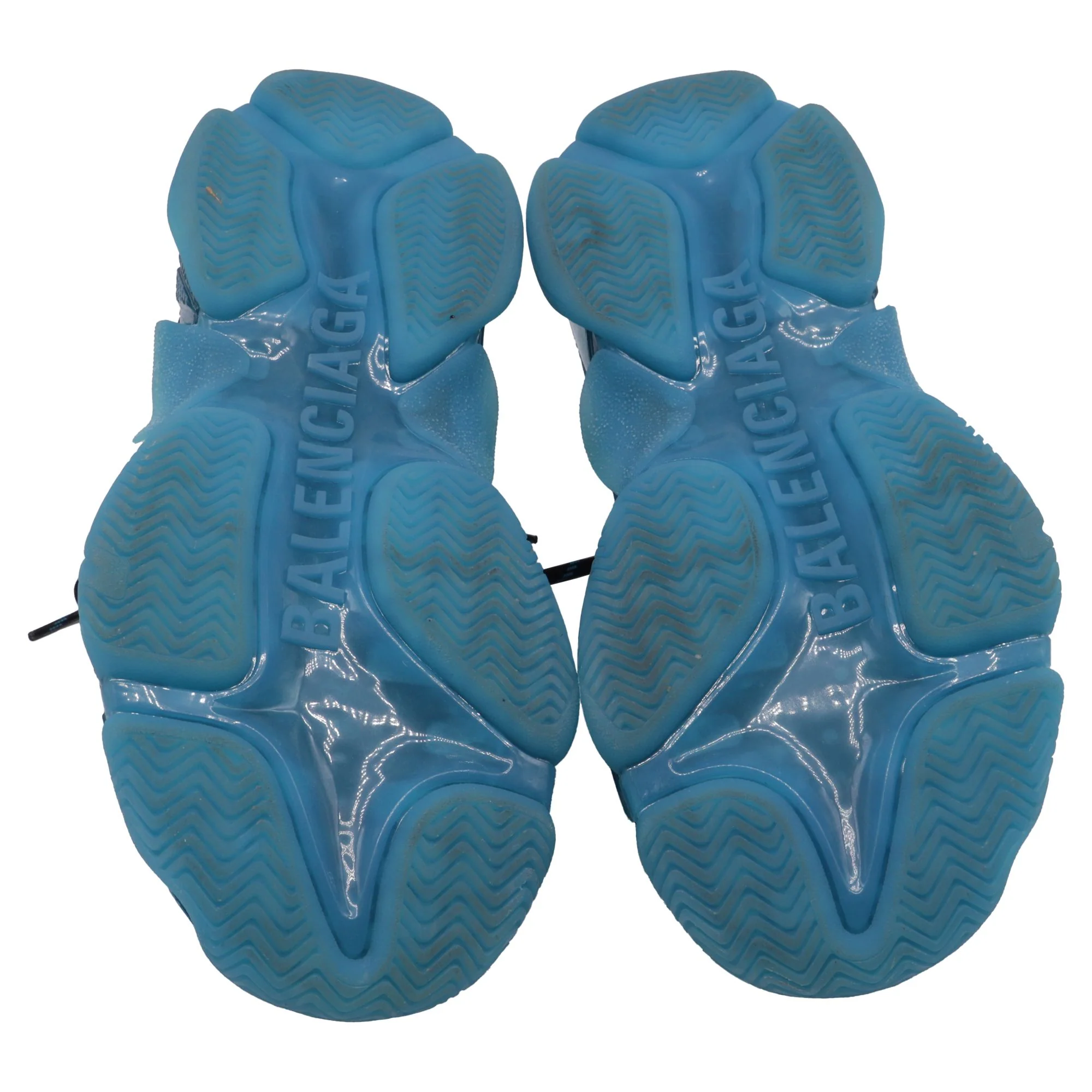 Men's Balenciaga Clear Sole Triple S Sneakers in Blue Polyester - Image 6