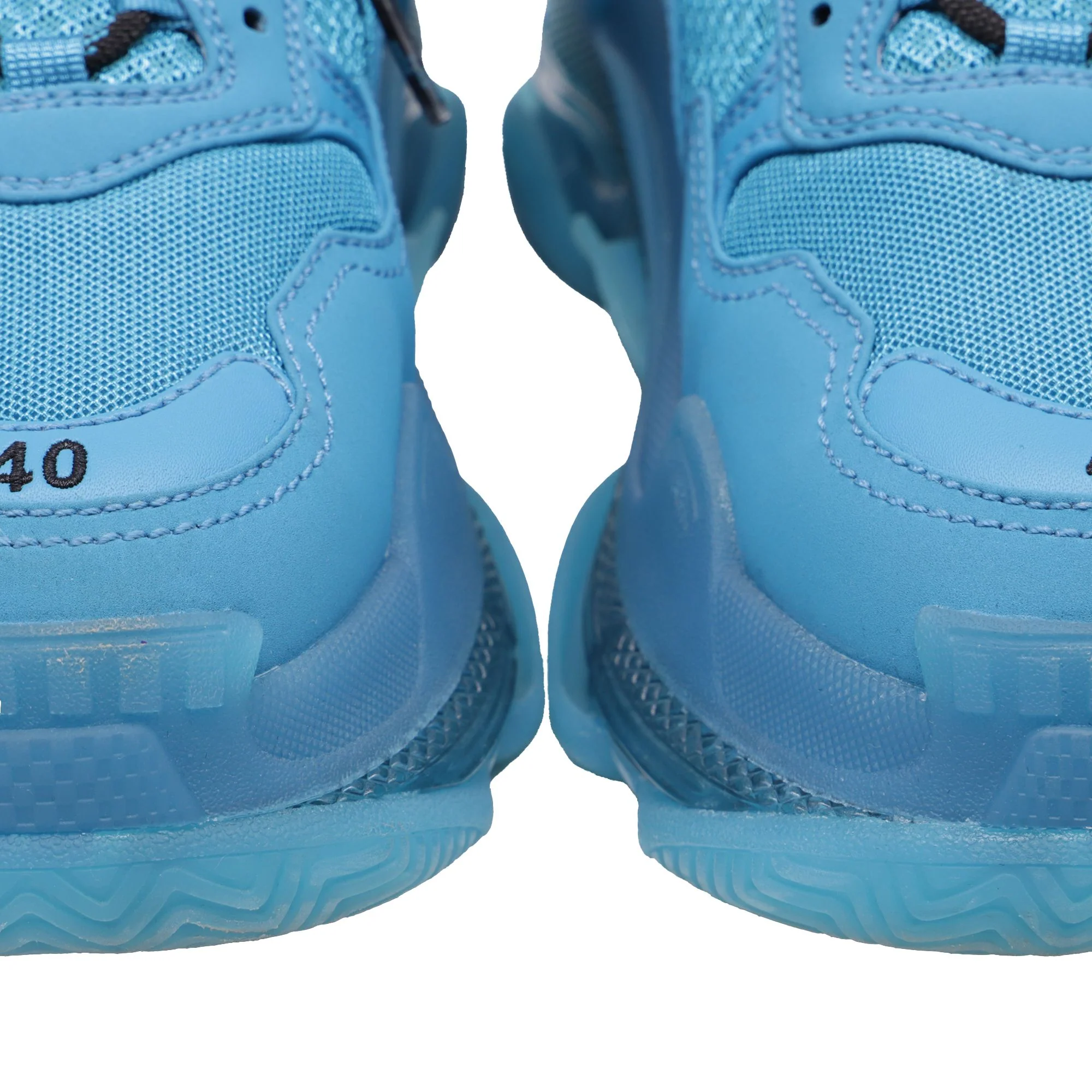 Men's Balenciaga Clear Sole Triple S Sneakers in Blue Polyester - Image 7