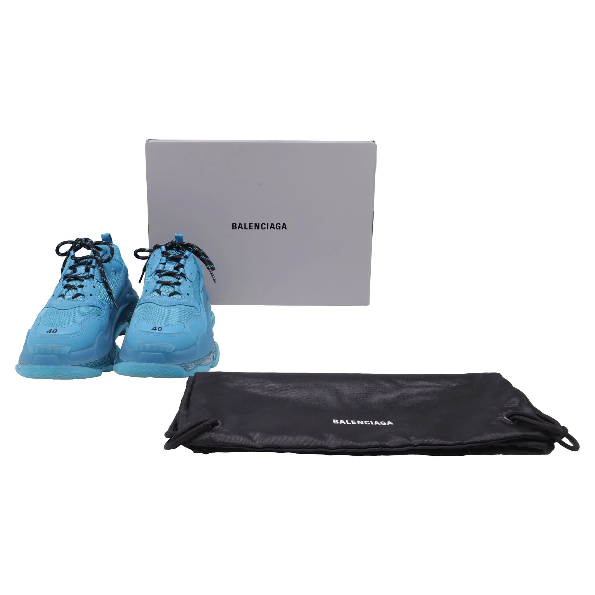 Men's Balenciaga Clear Sole Triple S Sneakers in Blue Polyester - Image 8