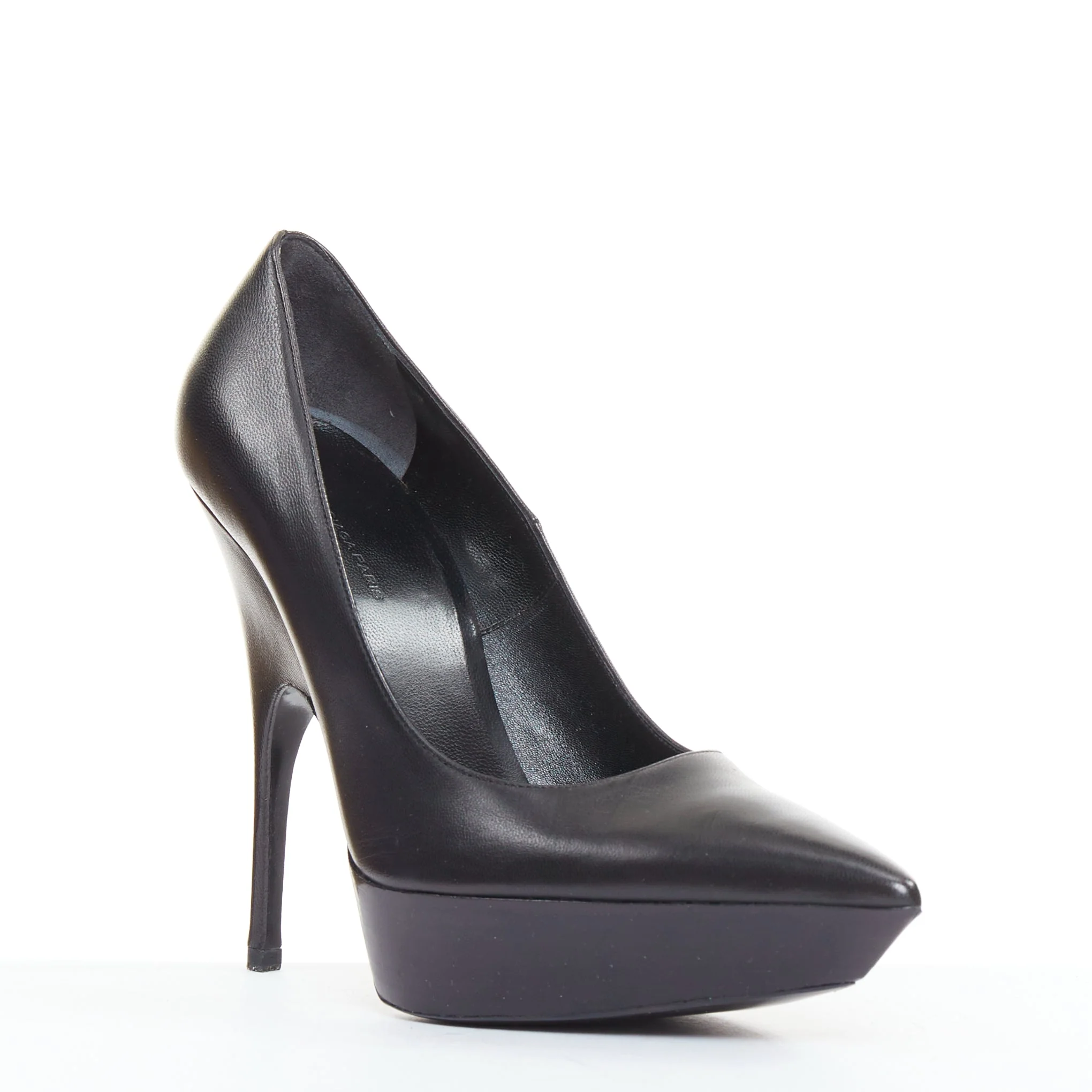 Women's BALENCIAGA Chevreau Brilliant black calf leather sculpted platform pumps EU37 - Image 2