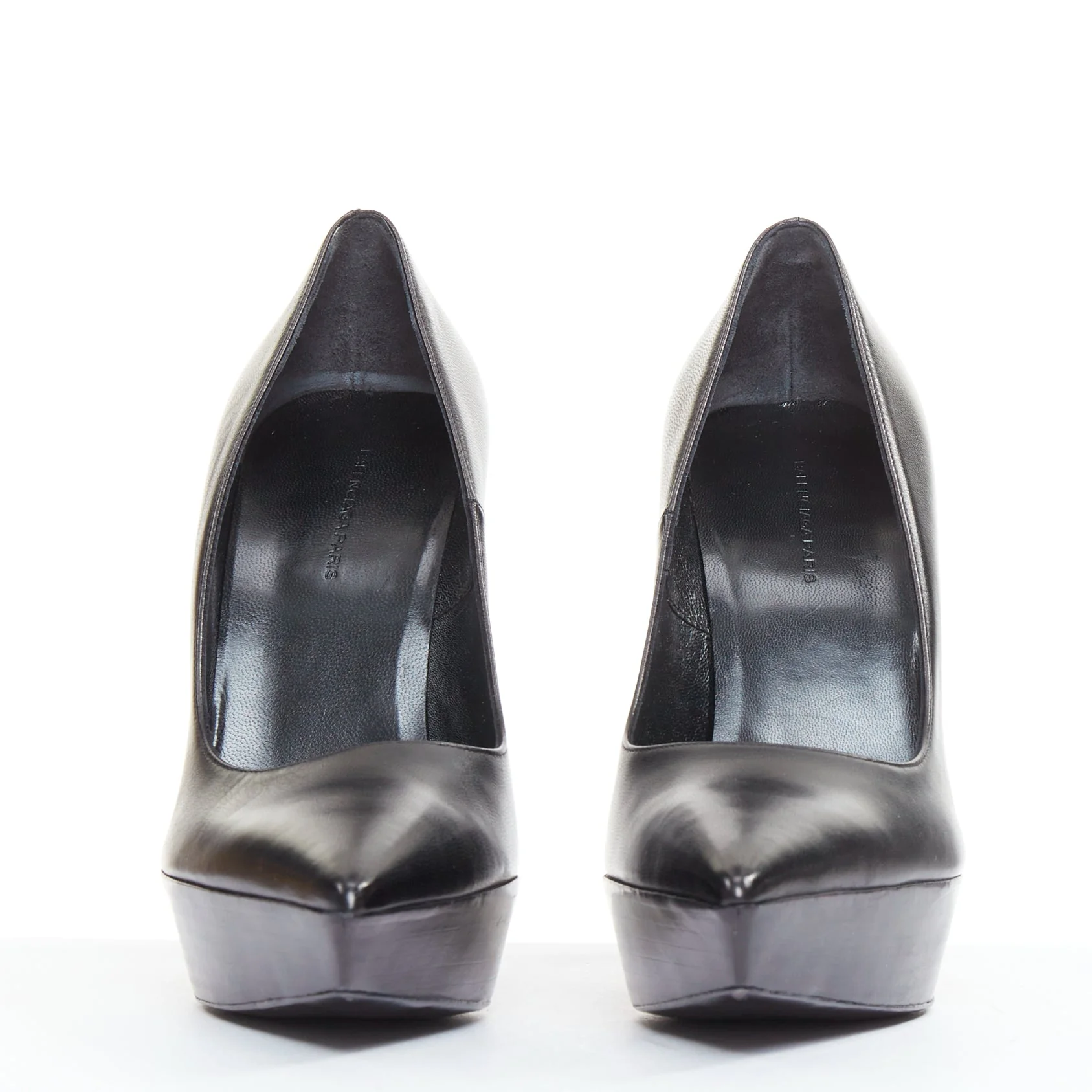 Women's BALENCIAGA Chevreau Brilliant black calf leather sculpted platform pumps EU37 - Image 3