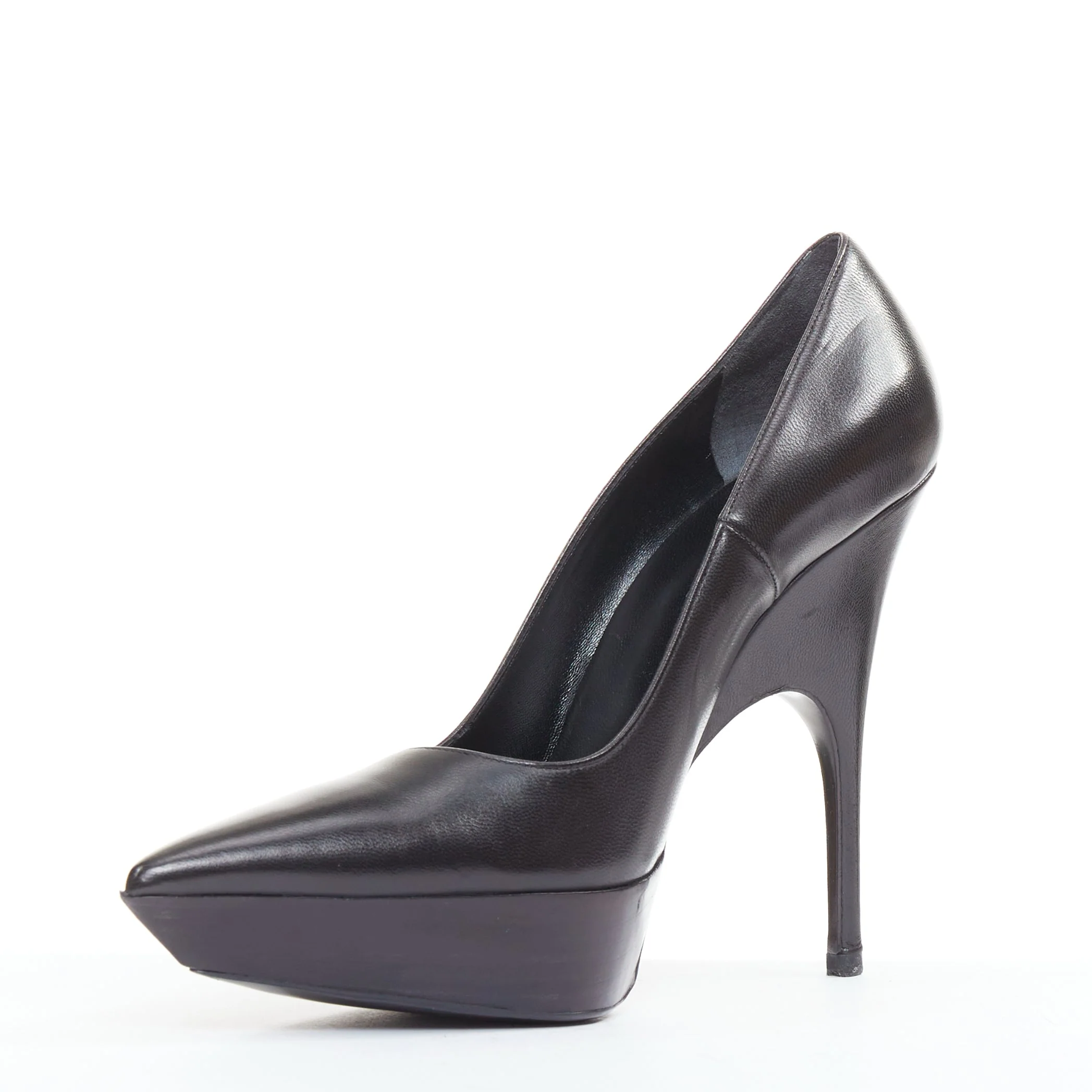 Women's BALENCIAGA Chevreau Brilliant black calf leather sculpted platform pumps EU37 - Image 4