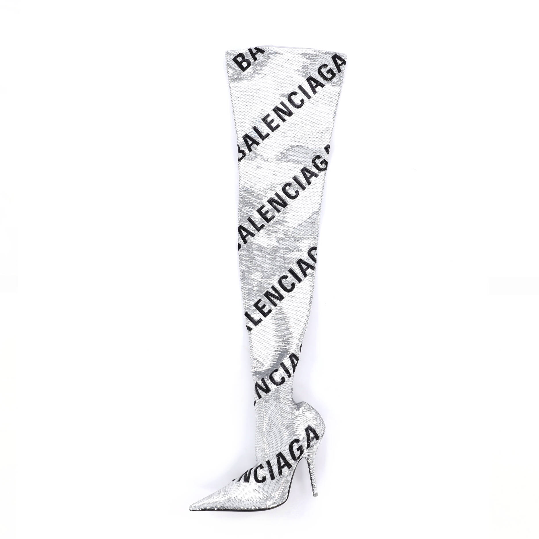 Women's Logo Knife Thigh High Boots Sequins