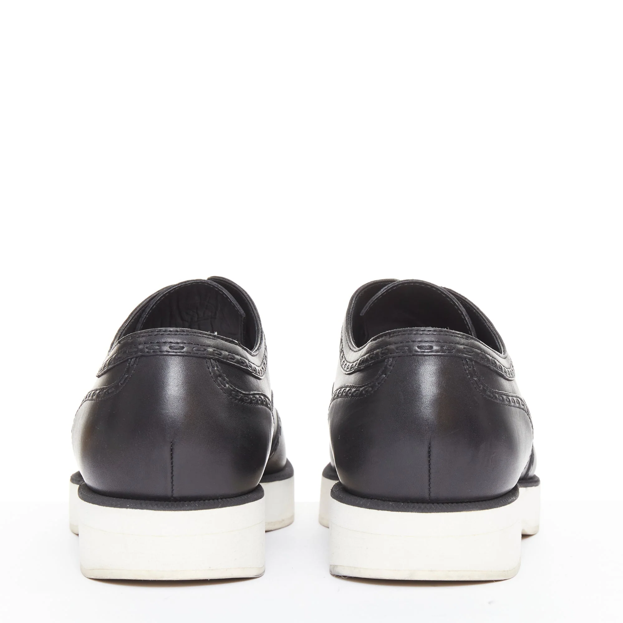 Men's BOTTEGA VENETA black leather white midsoles perforated platform brogue shoe EU43 - Image 5