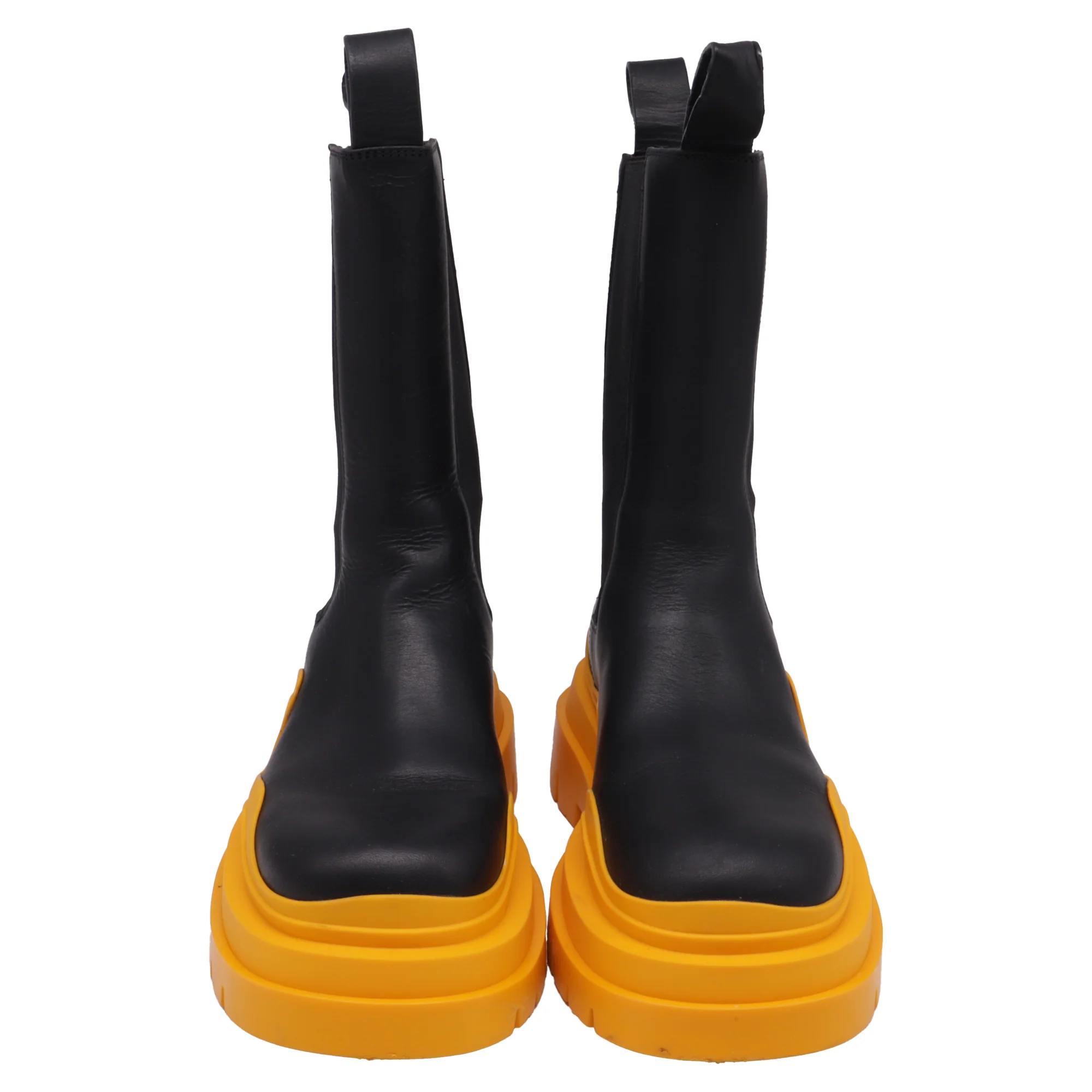 Women's Bottega Veneta Tire Chunky-Sole Chelsea Boots in Black Leather - Image 2