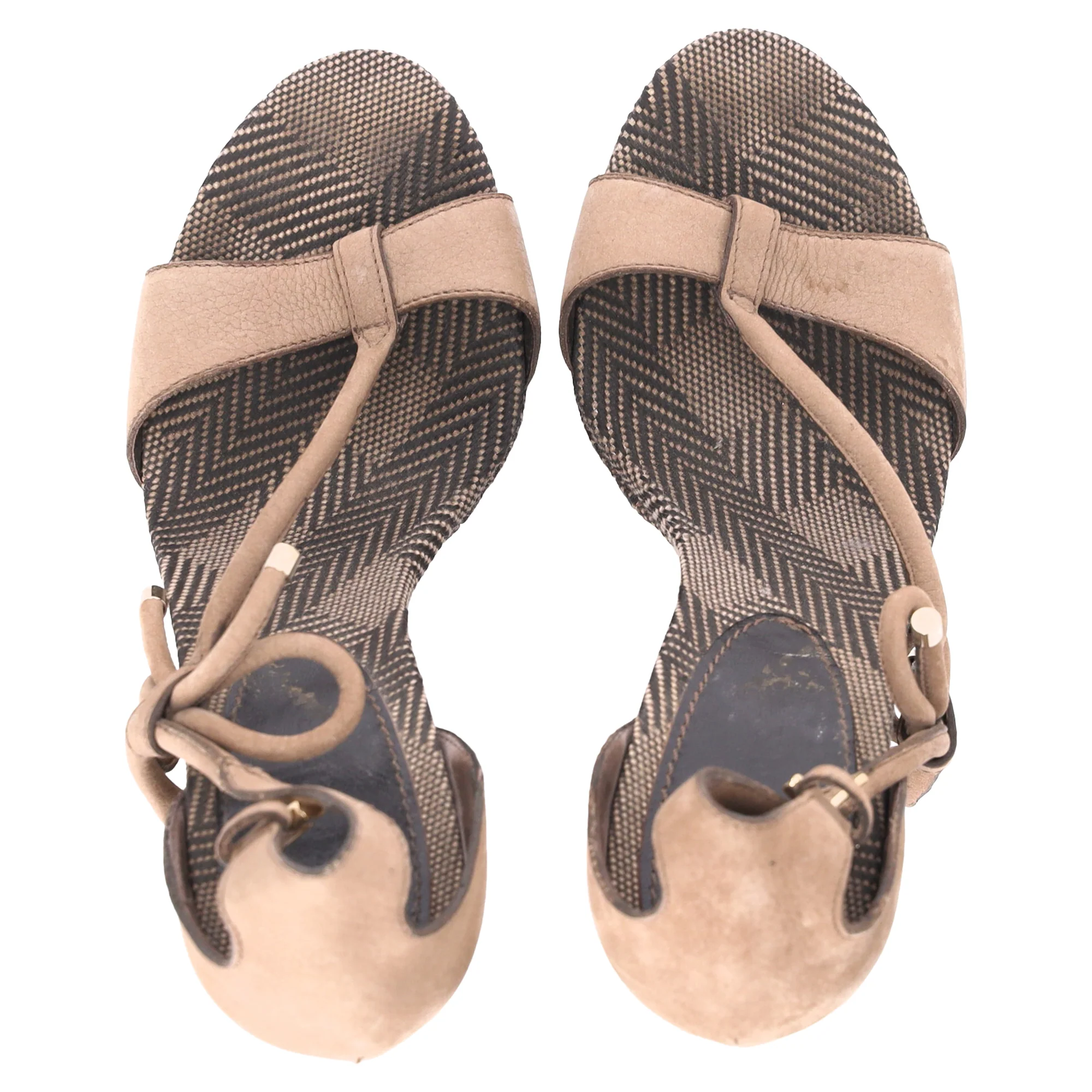 Women's Burberry Bow T-Strap Wedge Sandals in Brown Leather - Image 6